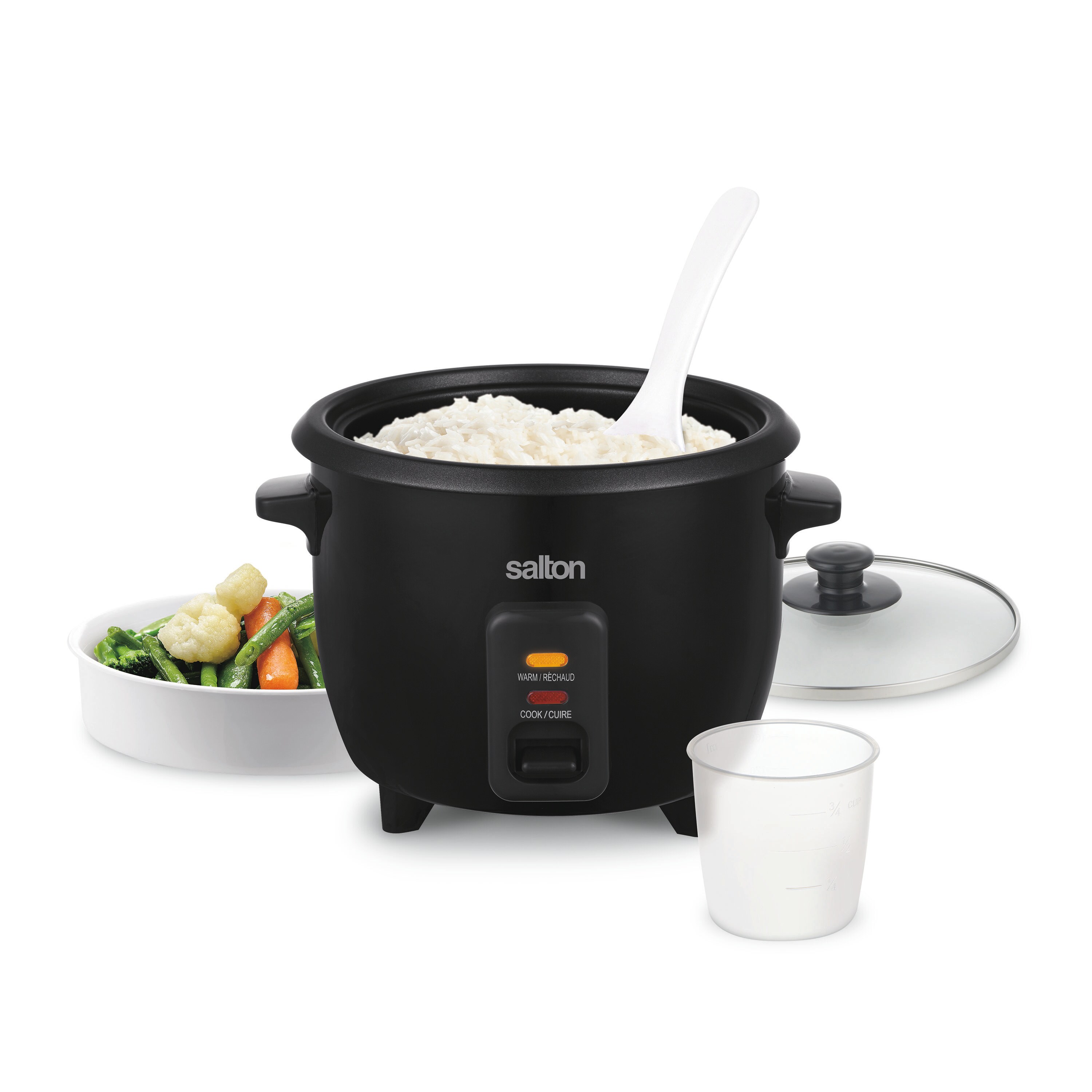 Salton Black Rice Cooker and Steamer with Glass Lid - Makes up to 6 Cups of  Fluffy Rice and Quinoa in the Rice Cookers department at