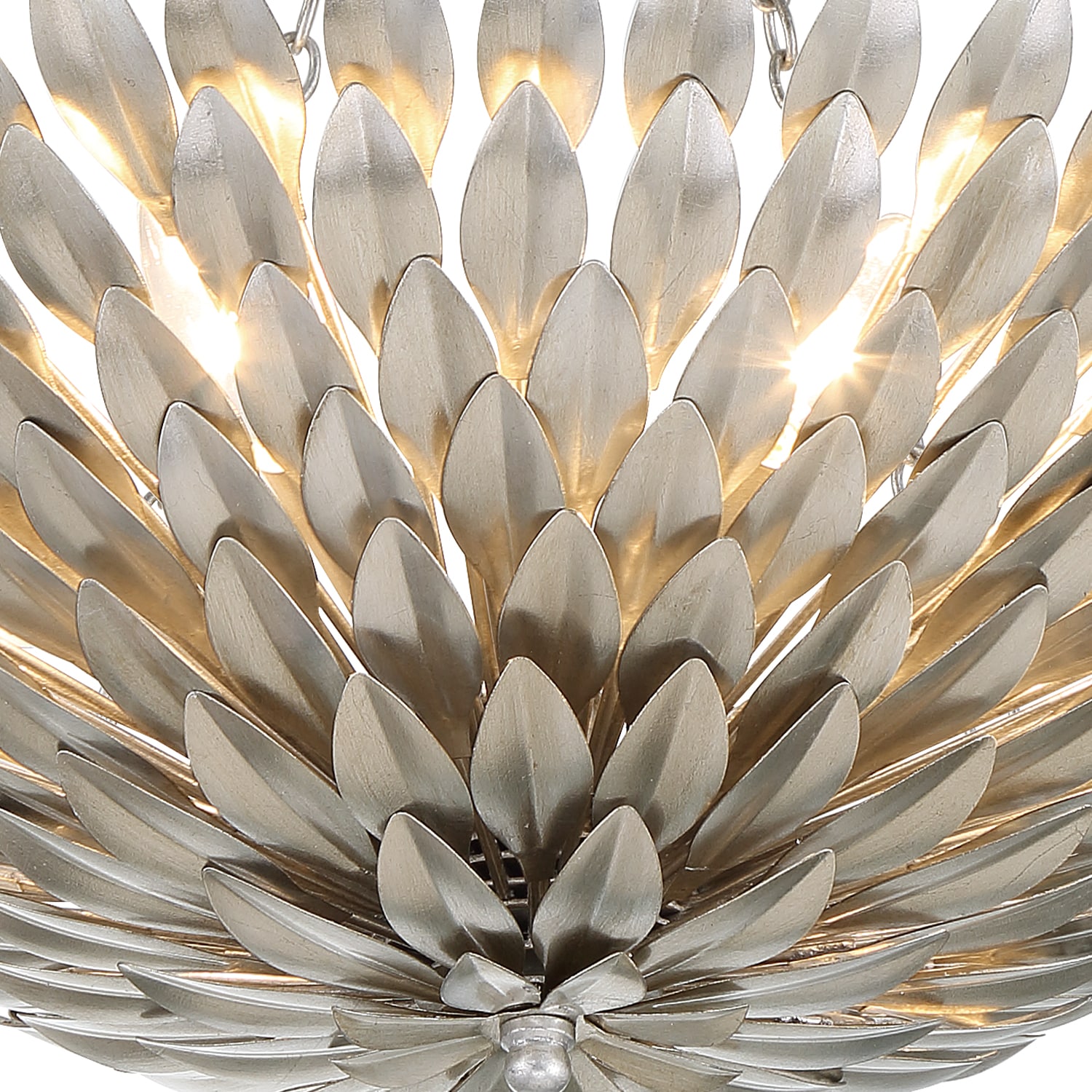 Antique Silver 6-Light Crystal Semi Flush Mount