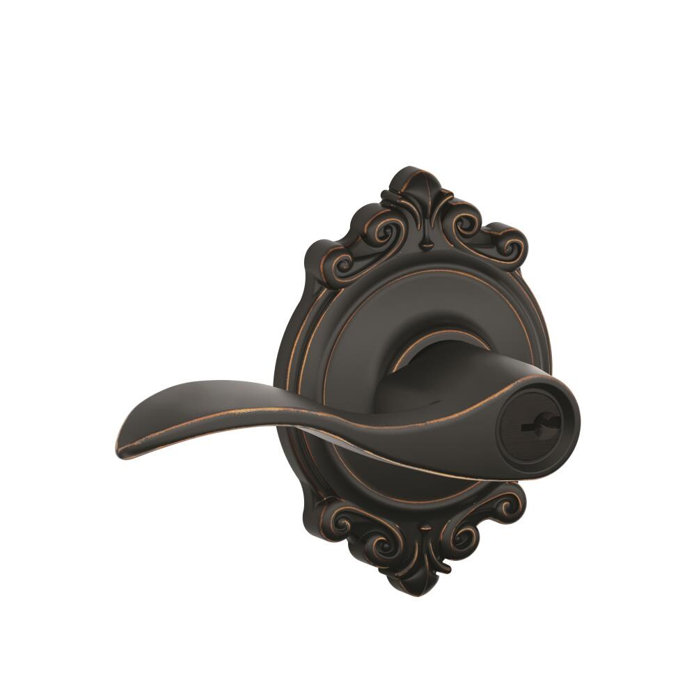 Schlage F51AACC716BRK F Series Aged Bronze Interior/Exterior Keyed entry Door Handle