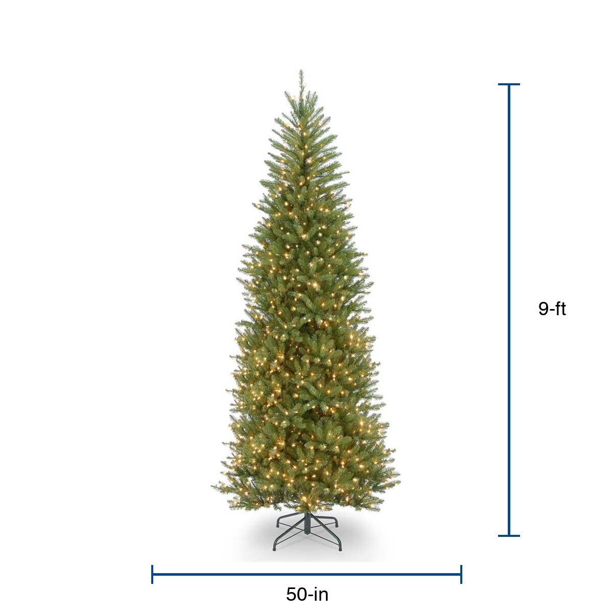 National Tree Company 9-ft Pre-lit Slim Artificial Christmas Tree with ...