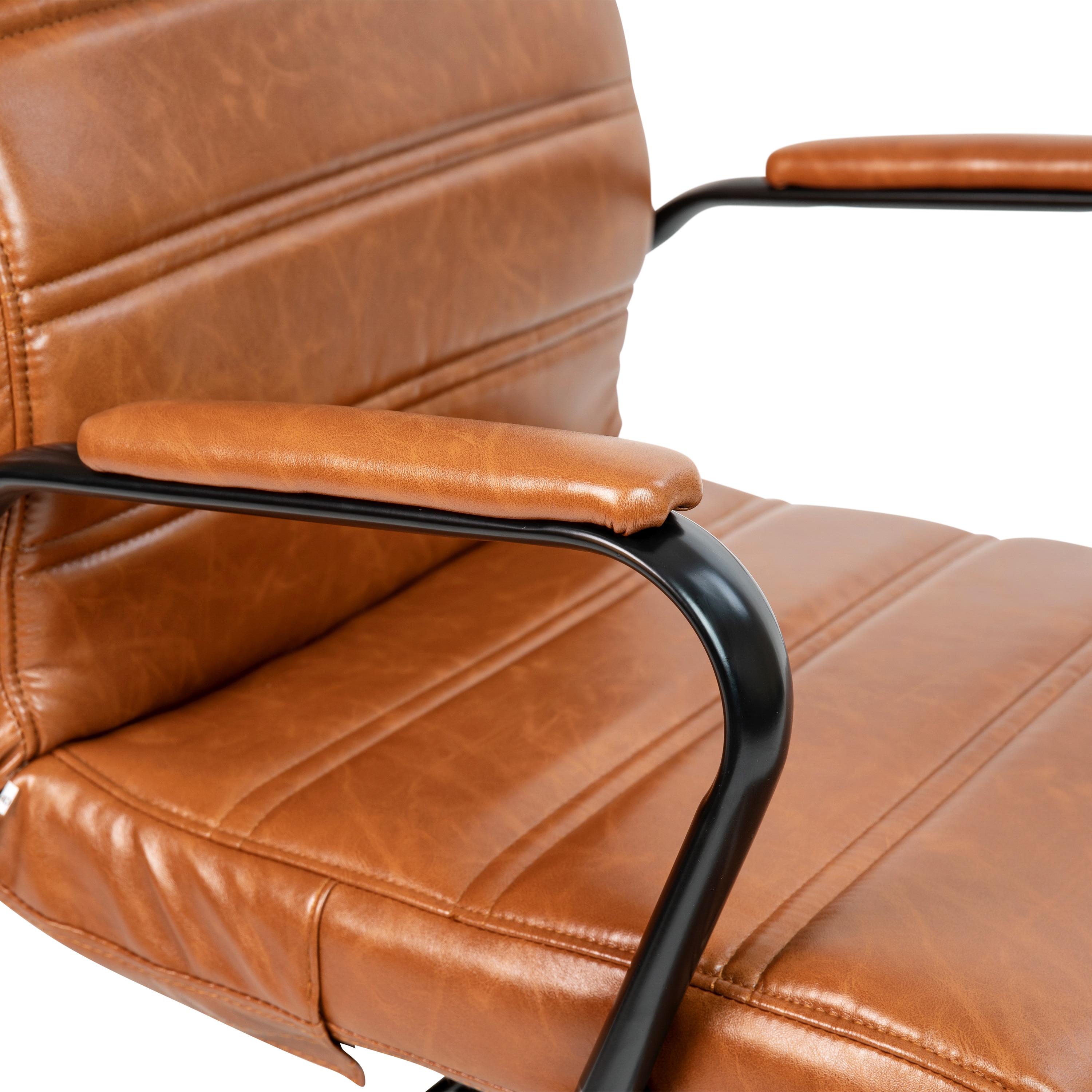Brown LeatherSoft High-Back Executive Swivel Office Chair with Metal Frame