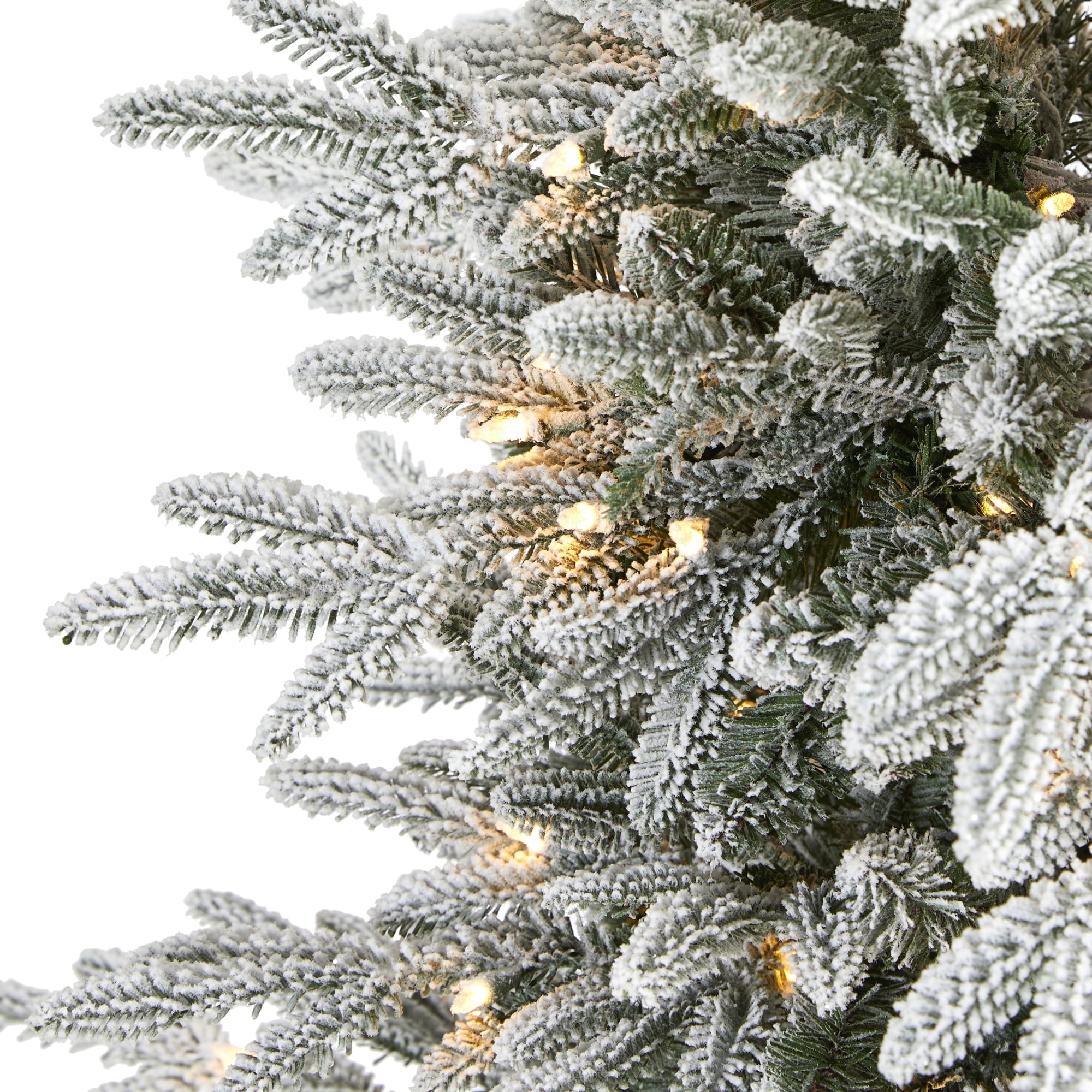 Nearly Natural 5.5-ft Spruce Pre-lit Flocked Artificial Christmas Tree ...