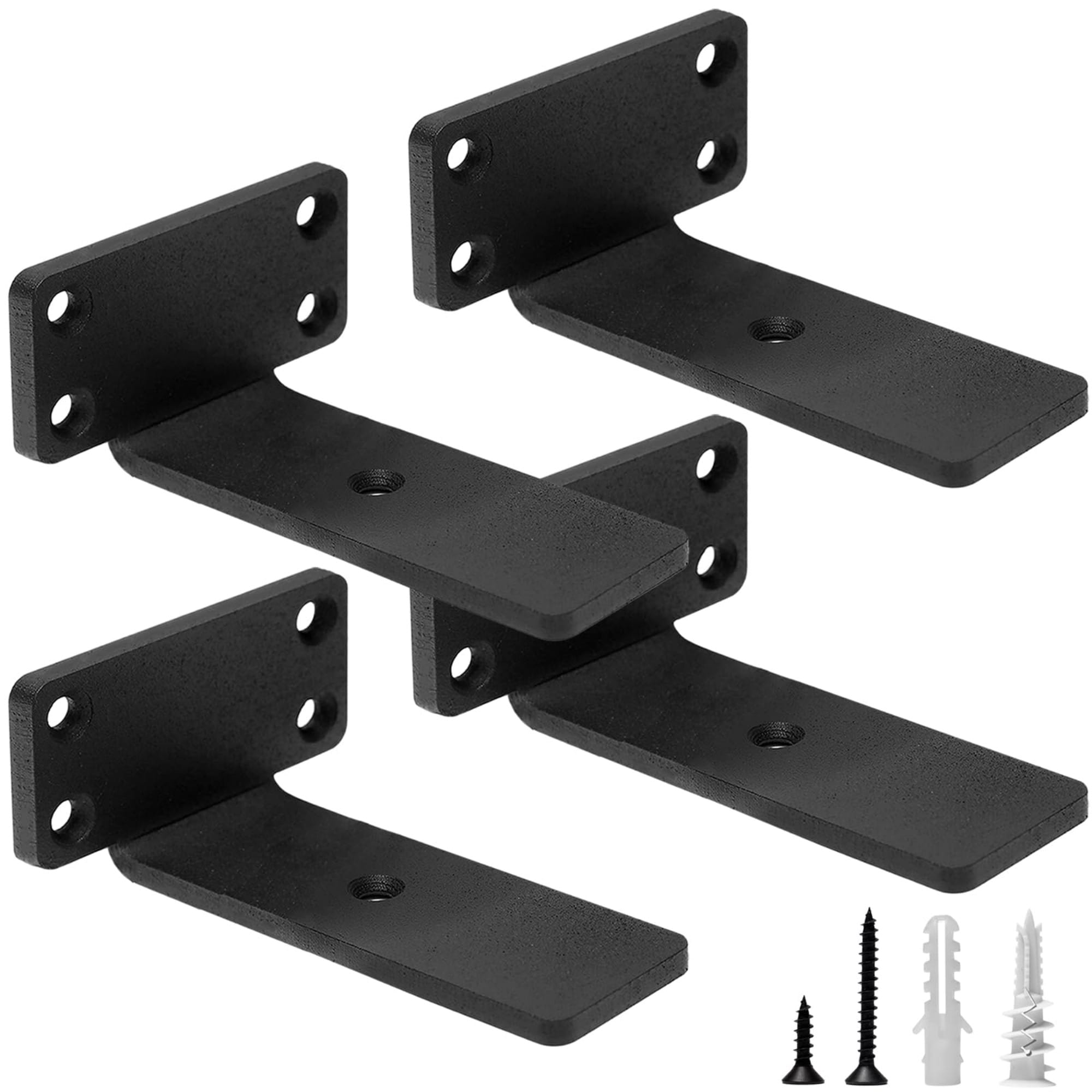 Wudkey 4in-1/5in Thick Heavy Duty Floating Shelf Brackets 4 Pack