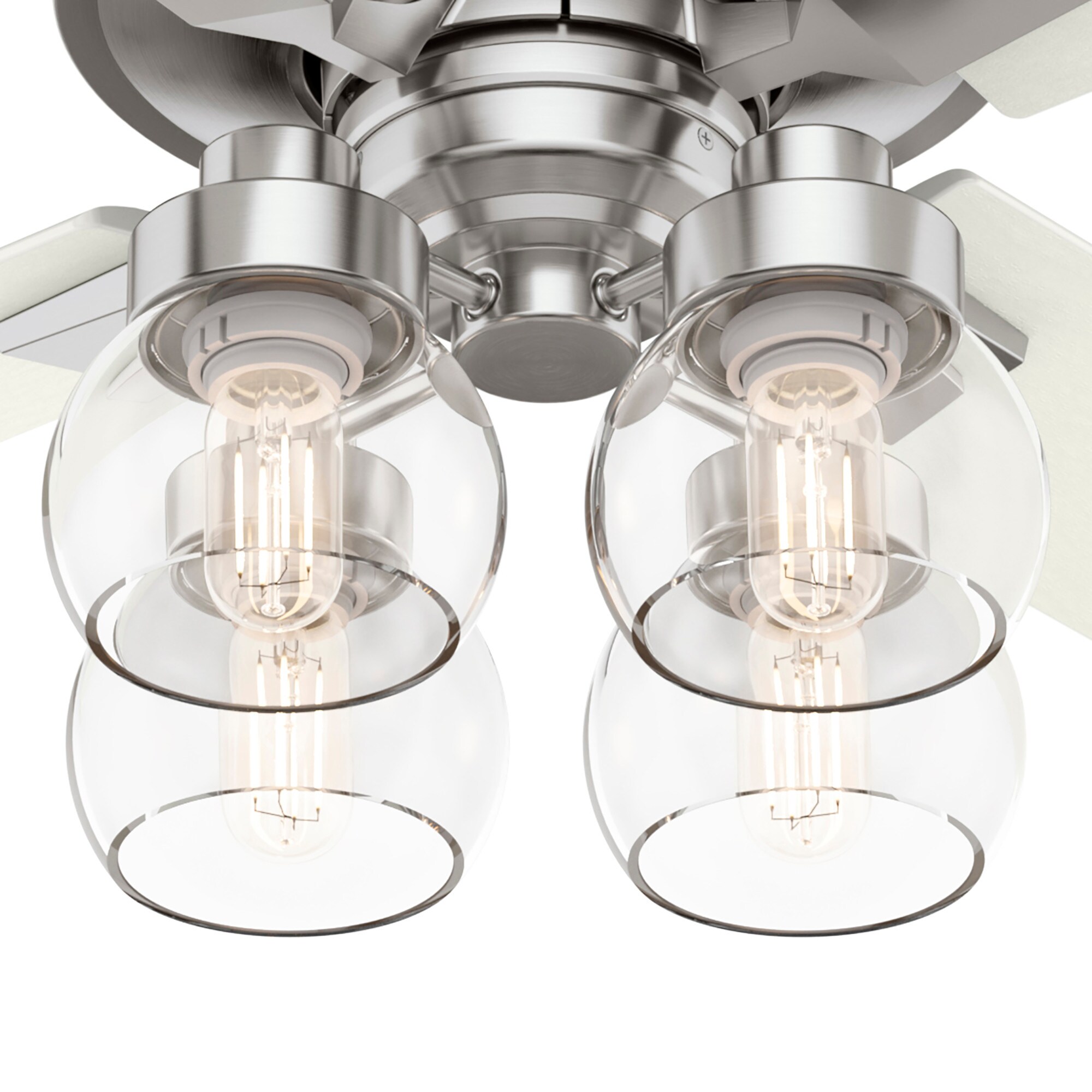 Hunter Vivien 52-in Brushed Nickel LED Indoor Downrod or Flush Mount Ceiling  Fan with Light Remote (4-Blade) in the Ceiling Fans department at Lowes.com