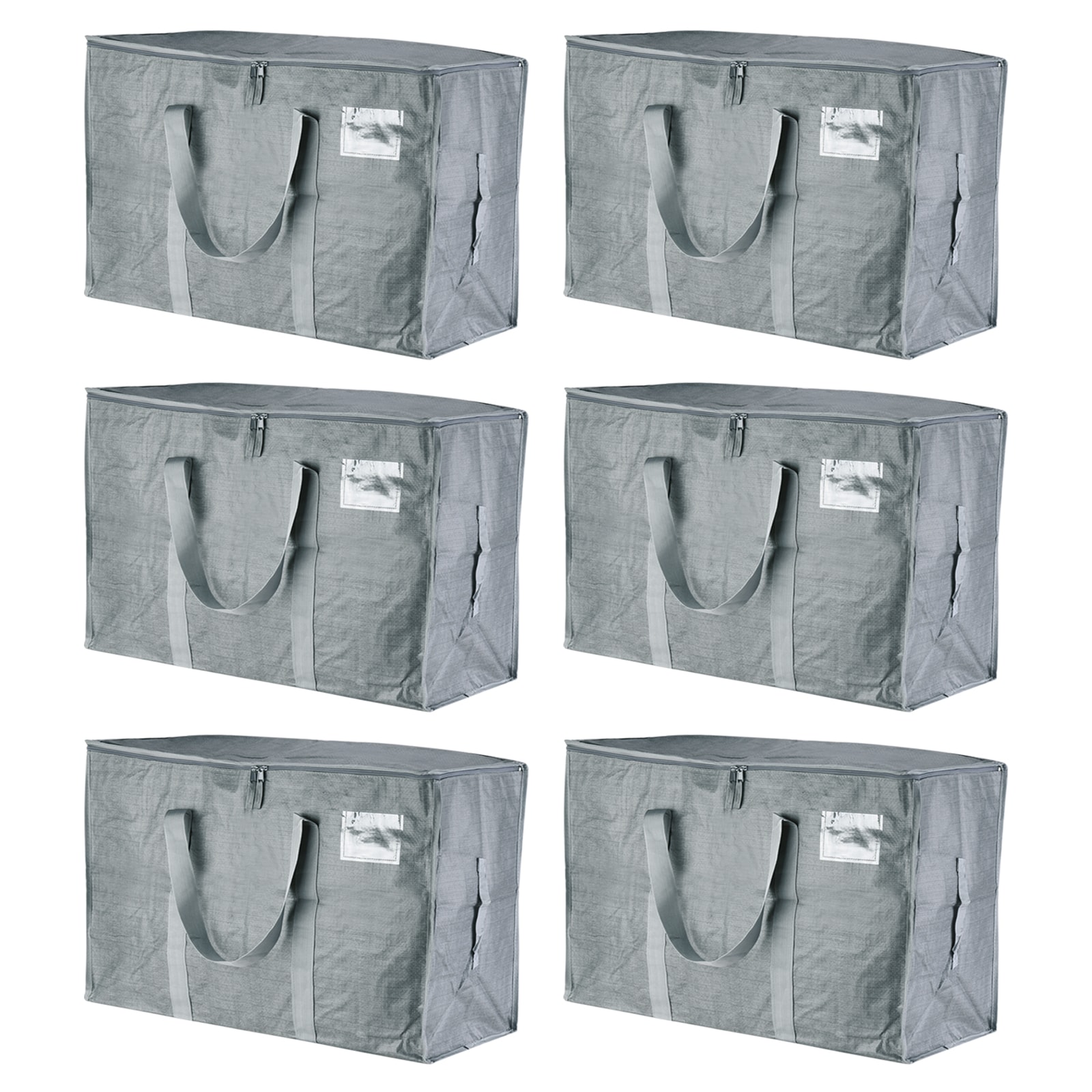 PATIKIL Extra Large Moving Bags 6pcs with Reinforced Handles and Zipper Storage Tote Packing Bags Collapsible for Clothes Moving Supplies Grey