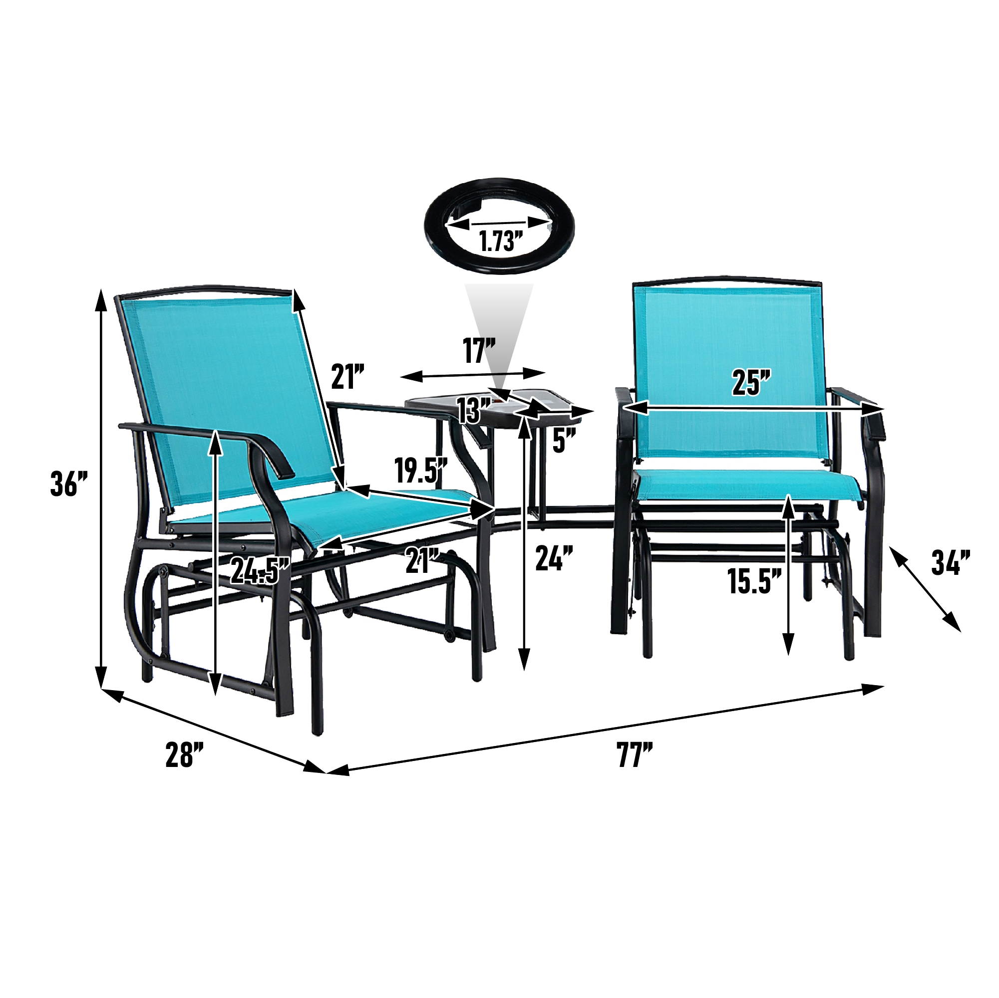WELLFOR TDJ10188TU Patio-Conversation-Sets - View #2