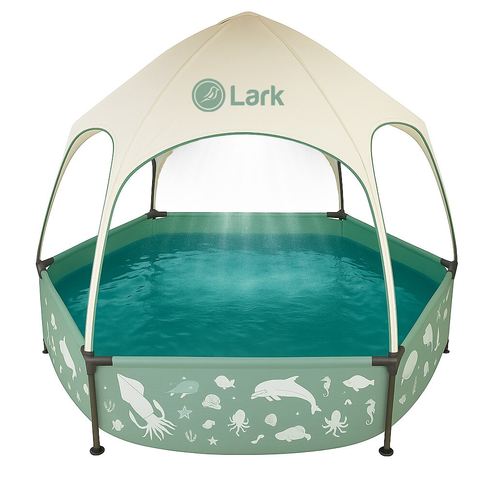 Lark LARK-POOL-820CN 8 feet x 20 inches Metal Frame Pool with Canopy UV Resistant Sunshade Canopy Sprinkler Shower with Adjustable Mist Settings Easy Installation