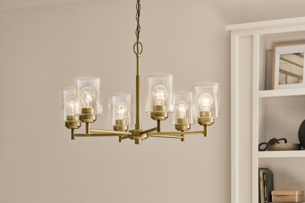 Kichler 52616NBR Winslow 6 -Light Gold Industrial For Use in Bedrooms, Dining Rooms, Foyers, Kitchens, Living Rooms Chandelier