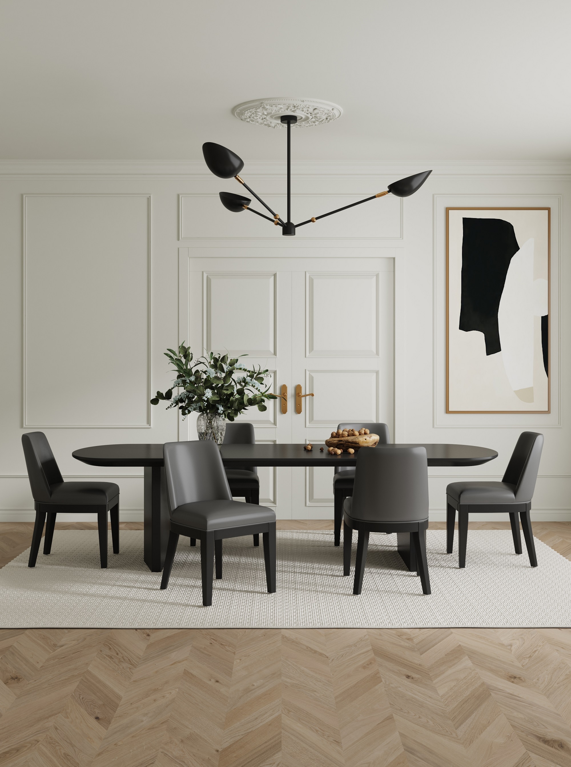 Manhattan Comfort DC051-PE Contemporary/Modern Faux Leather Upholstered Dining Side Chair (Wood Frame)