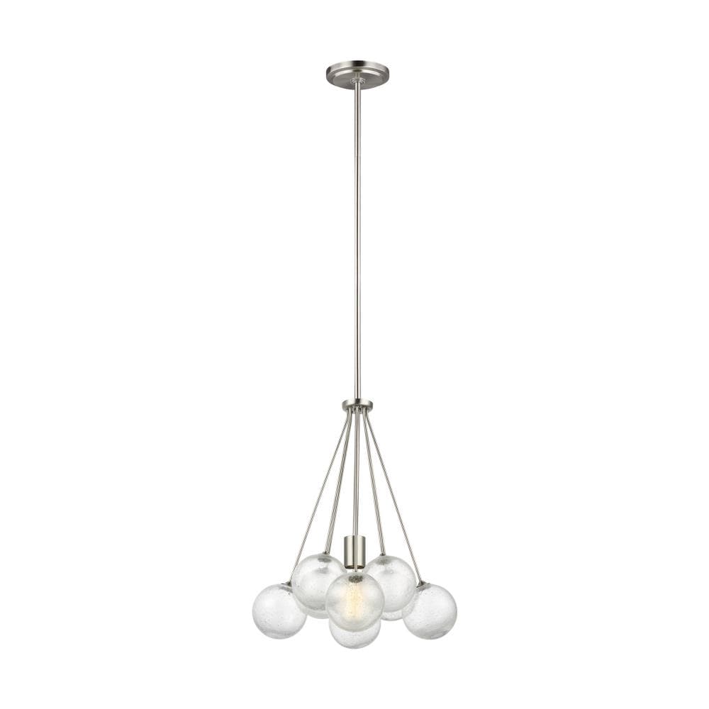 Generation Lighting 6514301-962 Bronzeville 1 -Light Brushed Nickel Modern/contemporary Seeded glass Globe Medium Outdoor Hanging Pendant light