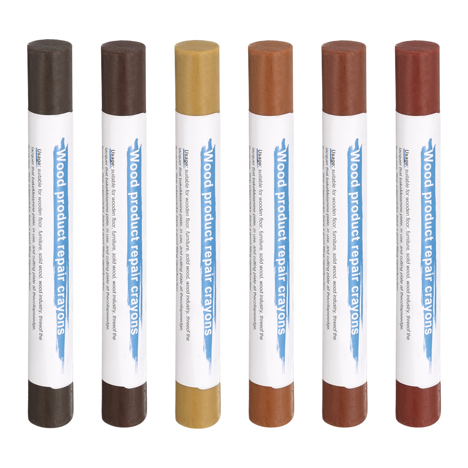 Harfington Wood Filler Sticks 6 Colors Wooden Wax Touch Up Furniture Repair Crayons for Light Walnut Walnut Straight Grain Golden Sandalwood Light  Dark Walnut Dark Teak