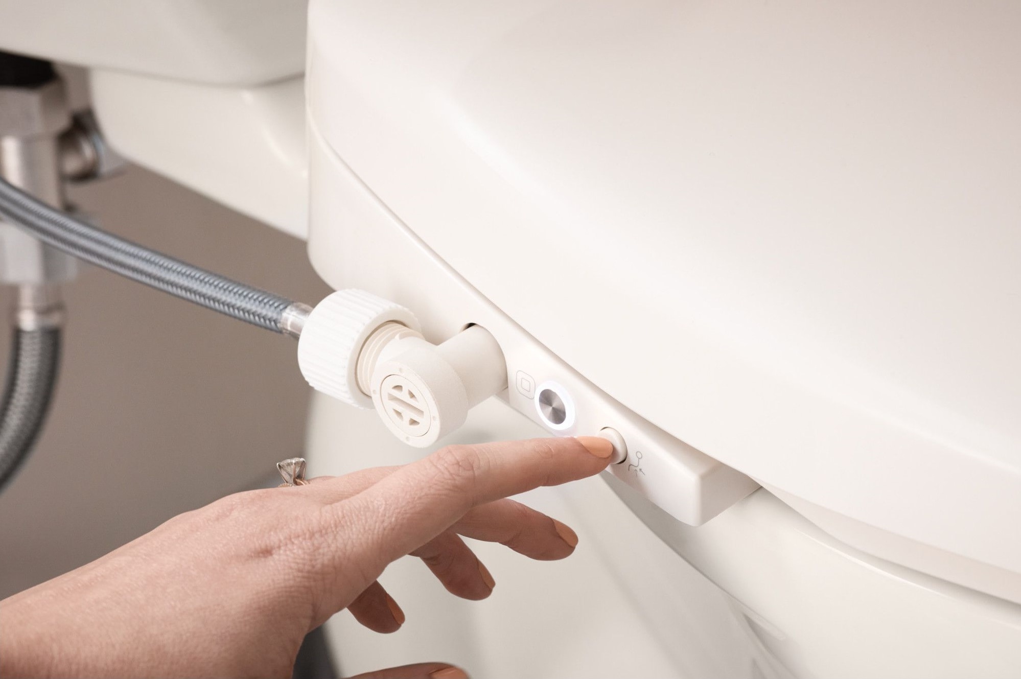 Biscuit Elongated Heated Electronic Bidet Seat with Remote