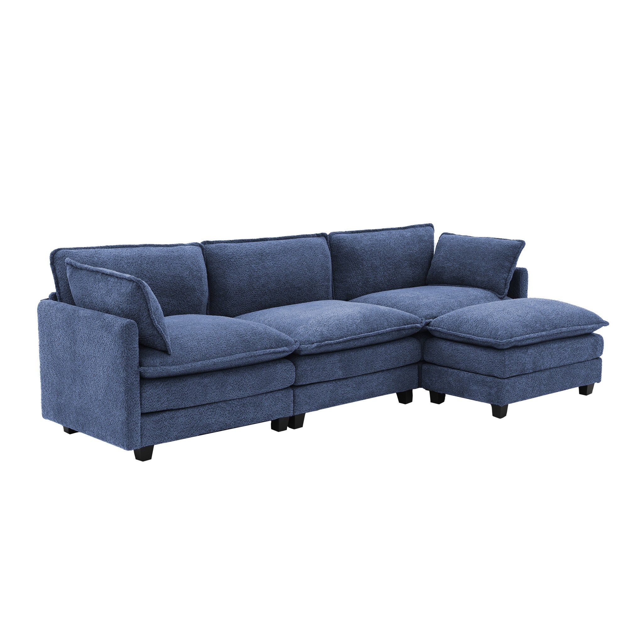 JEAREY GQSF-3-BU 112.2-Inches Casual Blue Chenille Reclining Sectional