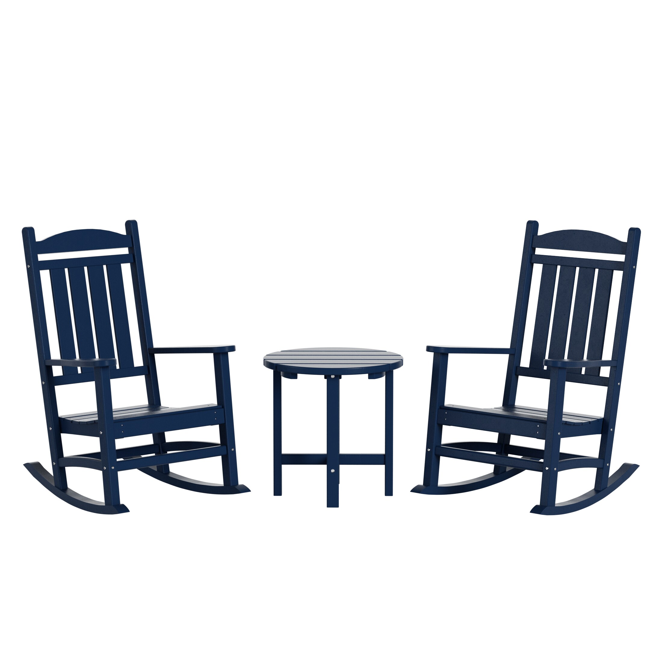 Westin Furniture OP5001-NB3 Laguna Set of 2 Navy Blue HDPE Frame Rocking Chair with Slat Seat
