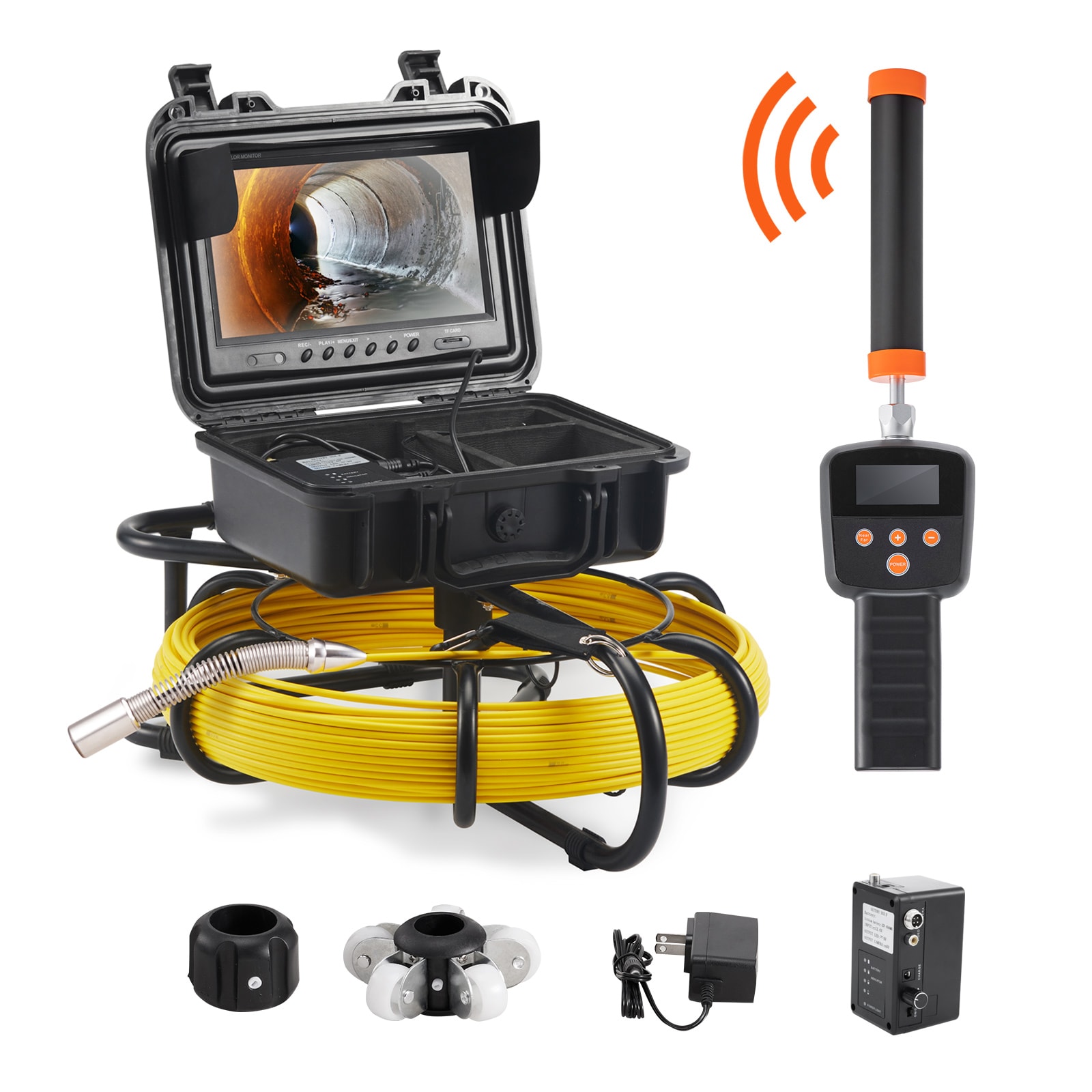 Sewer Drain Camera with 512Hz Sonde Transmitter Locator 30m 9in 16GB  Endoscope