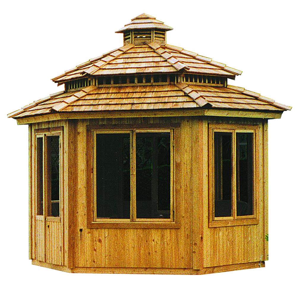 Cedarshed W106AS 12.83-ft x 12.83-ft Cedar Wood Hexagon Screened Gazebo