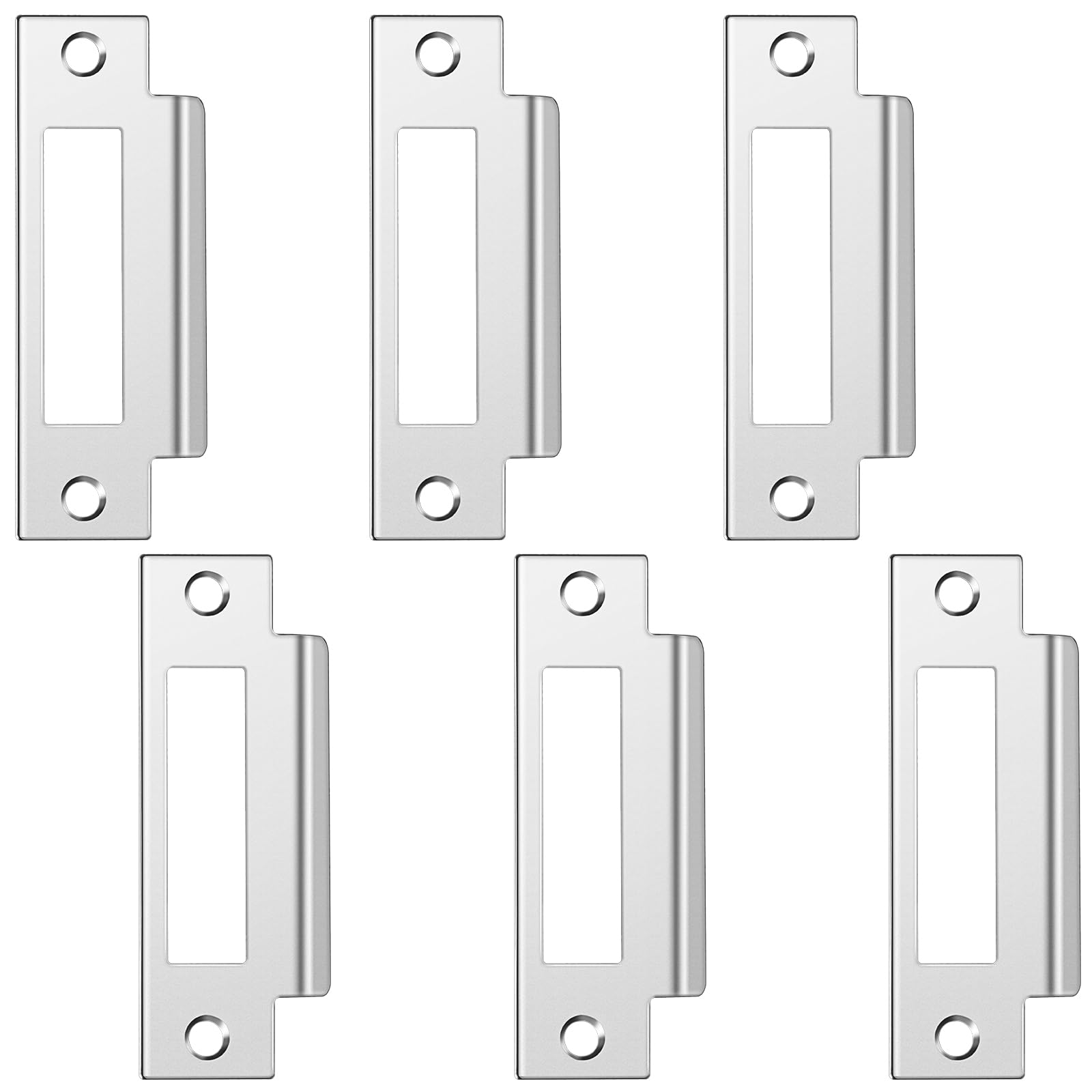 Adrinfly  6 Pieces Four Seven Eighths Inch Zinc Plated Iron Door Strike Plates for Deadbolt and Lock Reinforcement with Brushed Zinc Finish