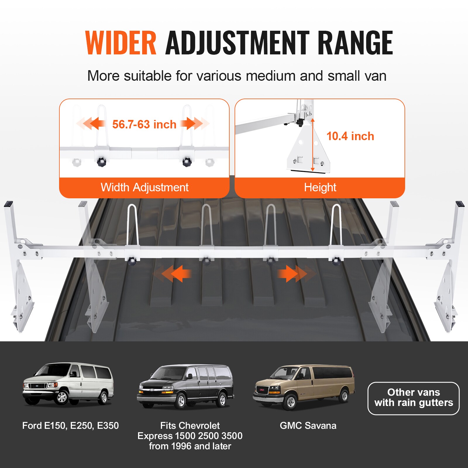 VEVOR Trailer Ladder Rack 64.6-in Steel Roof Ladder rack (Hardware Included)