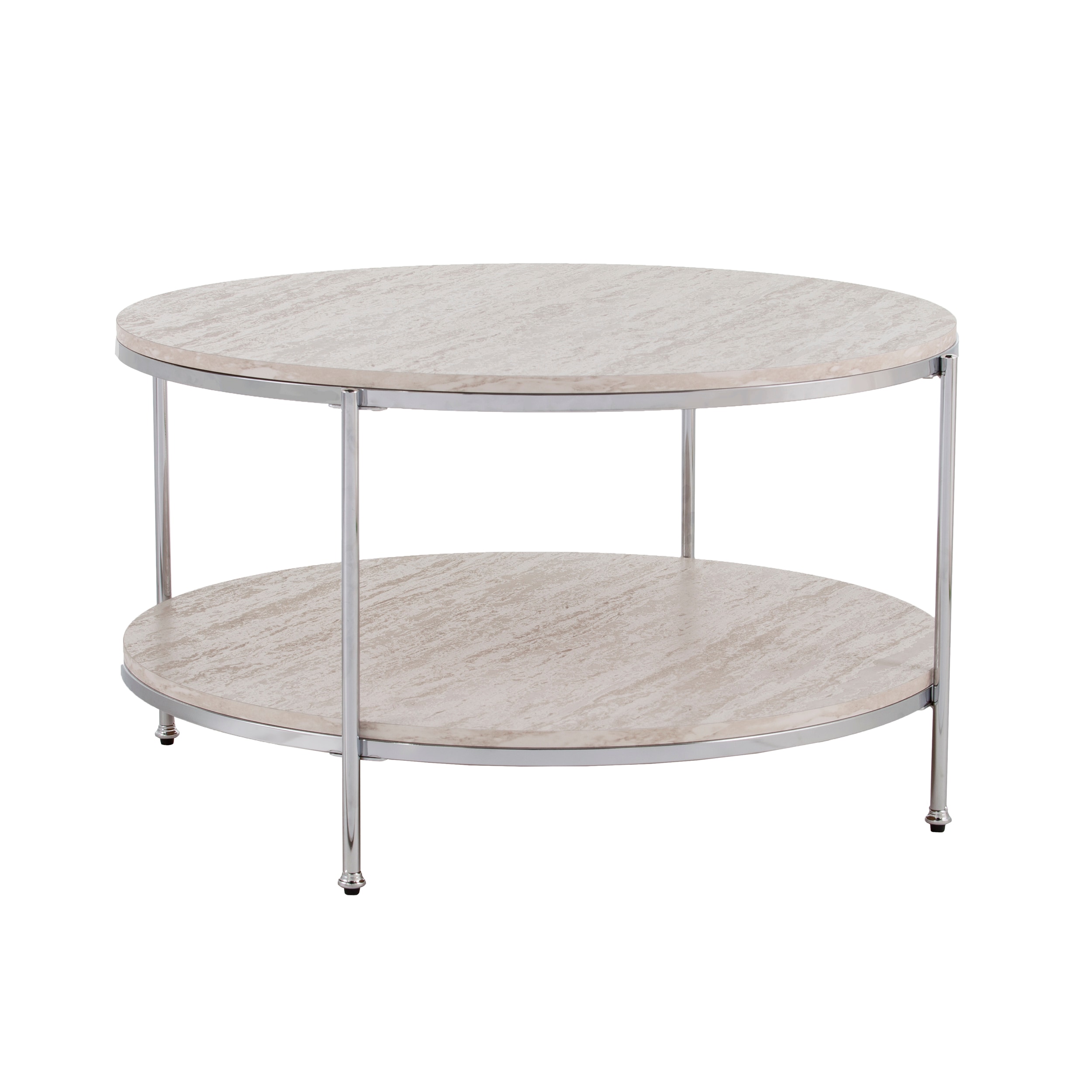 Boston Loft Furnishings ATG0475CK Ashling Faux Travertine Faux marble Glam Coffee Table with Storage