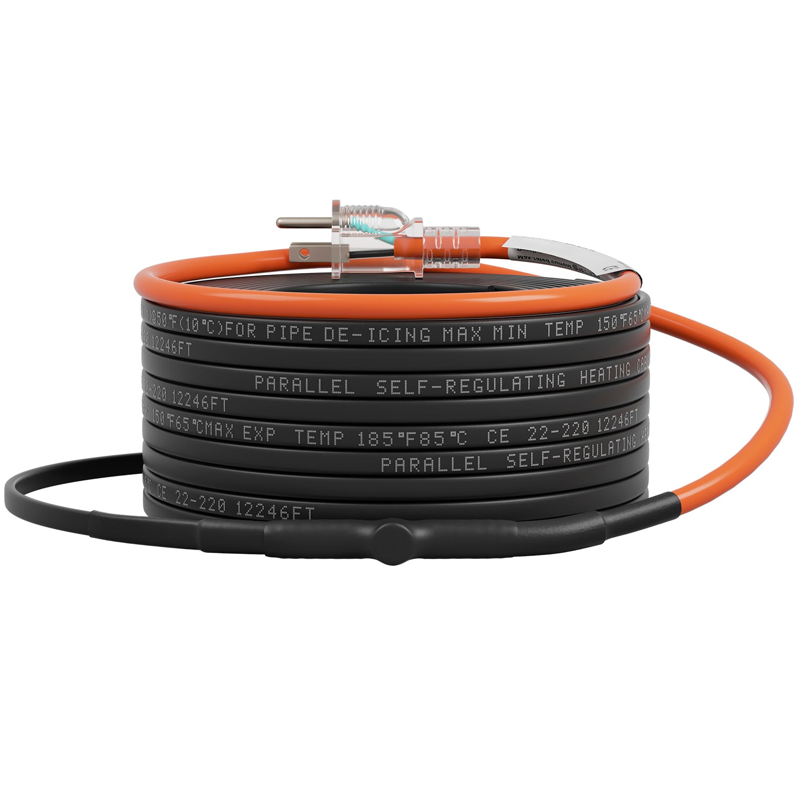 VEVOR SCZDWGDJRDLD01551V1 Self-Regulating Pipe Heating Cable  120-feet 5W/ft Heat Tape for Pipes Freeze Protection  Protects PVC Hose  Metal and Plastic Pipe from Freezing  120V