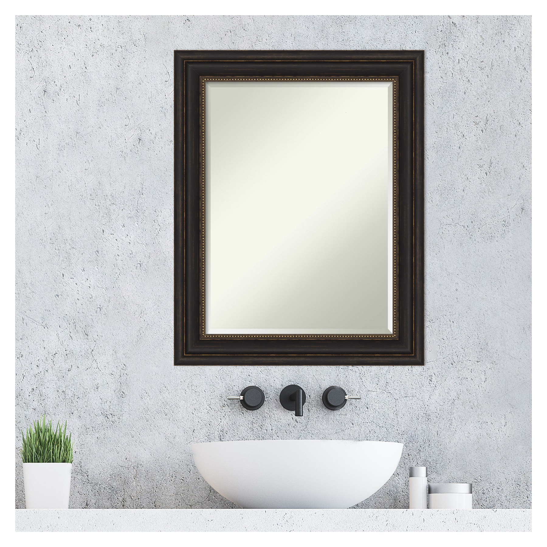 Bronze Beveled Rectangular Bathroom Vanity Mirror