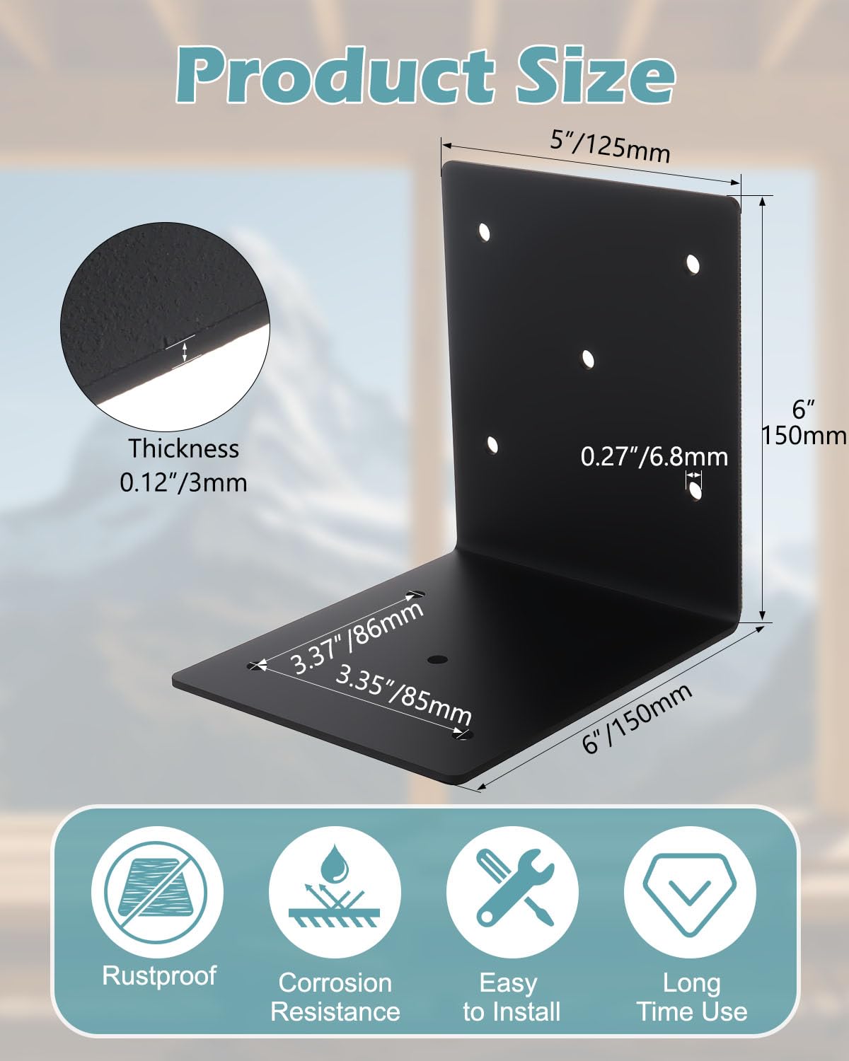 Etokfoks 4 Pack 6 by 6 by 5 Inch Heavy Duty Carbon Steel Corner ...