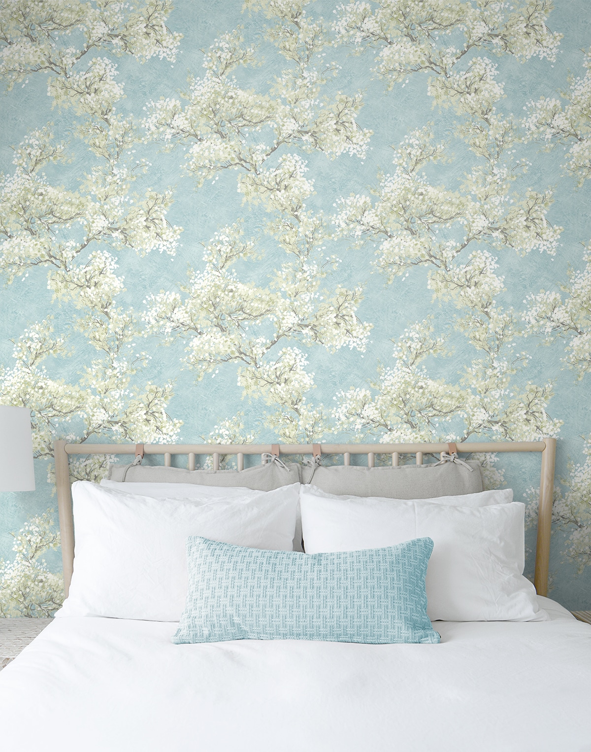 Blue Mist and Green Tea Floral Peel and Stick Wallpaper