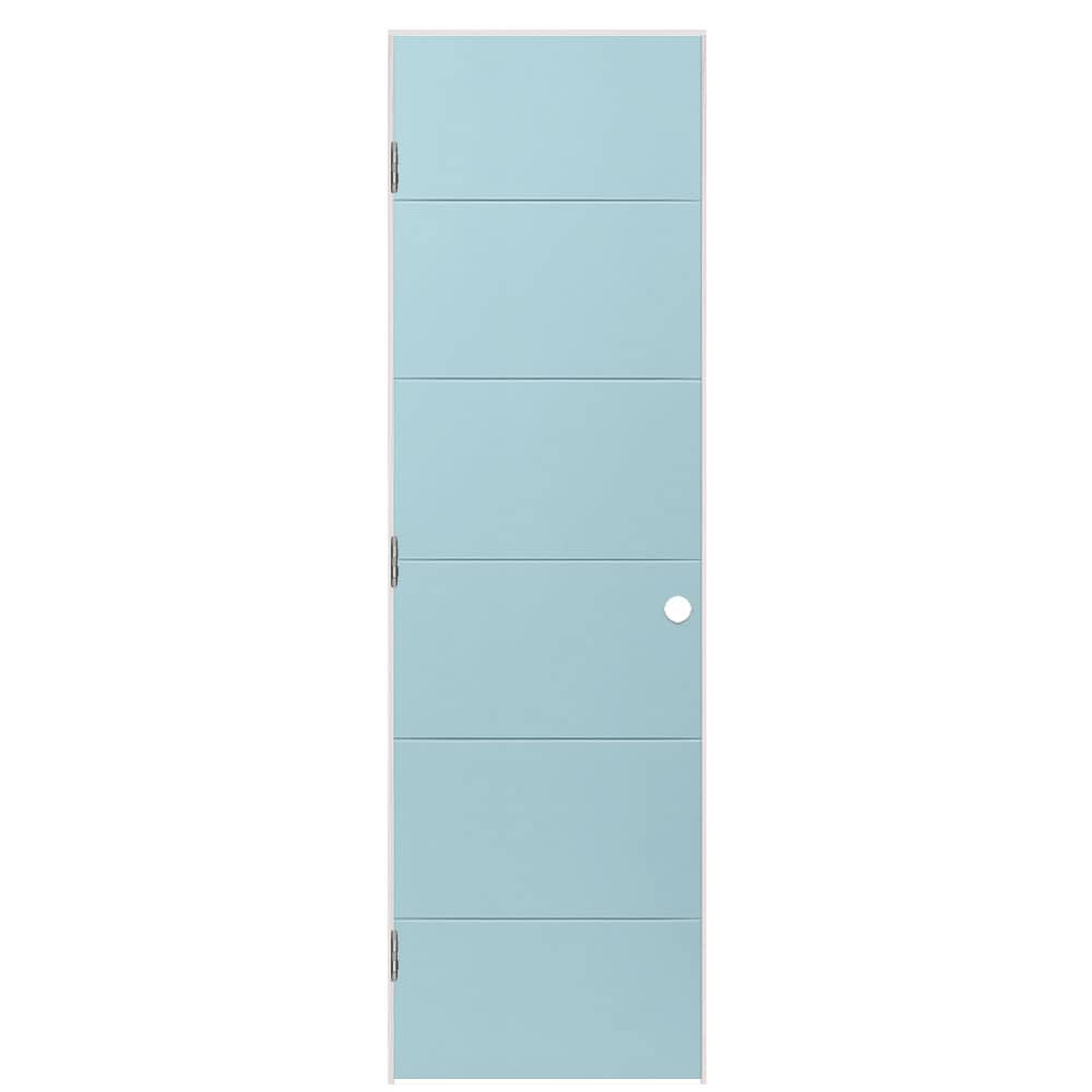 Masonite 1446617 24-in x 80-in Sea Mist Hollow core Flush Right hand Smooth Prefinished Molded composite Flat Jamb Single Prehung Interior Door