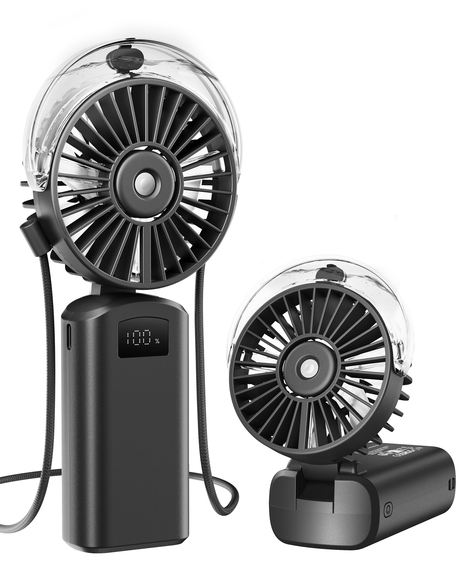 Adrinfly  Portable Misting Fan Foldable Handheld Personal Cooling Mini Fan with Water Spray Three Speed LED Display for Travel Hiking Concert