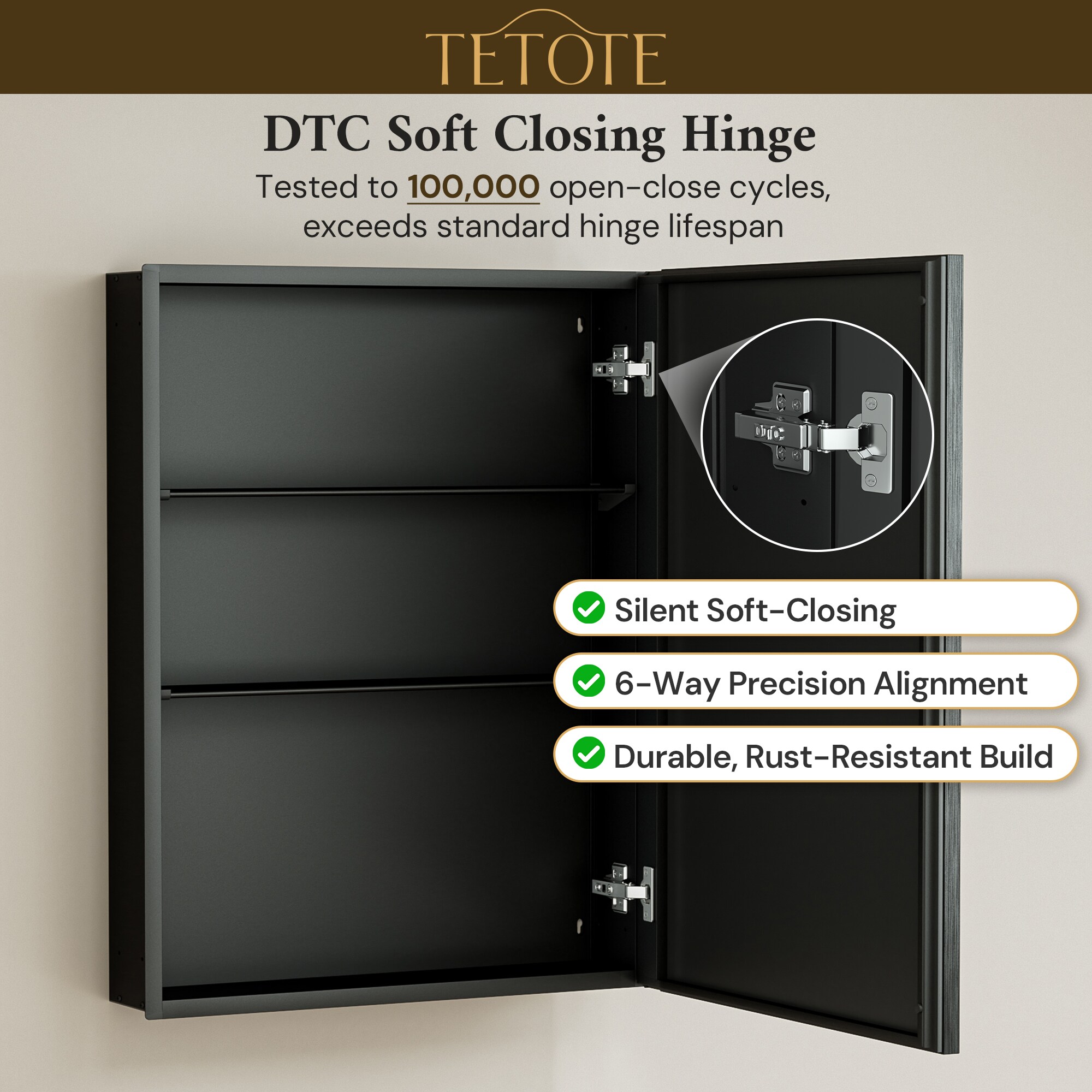 TETOTE LSC-TE-3624BK-M09 Bathroom-Medicine-Cabinets - View #9