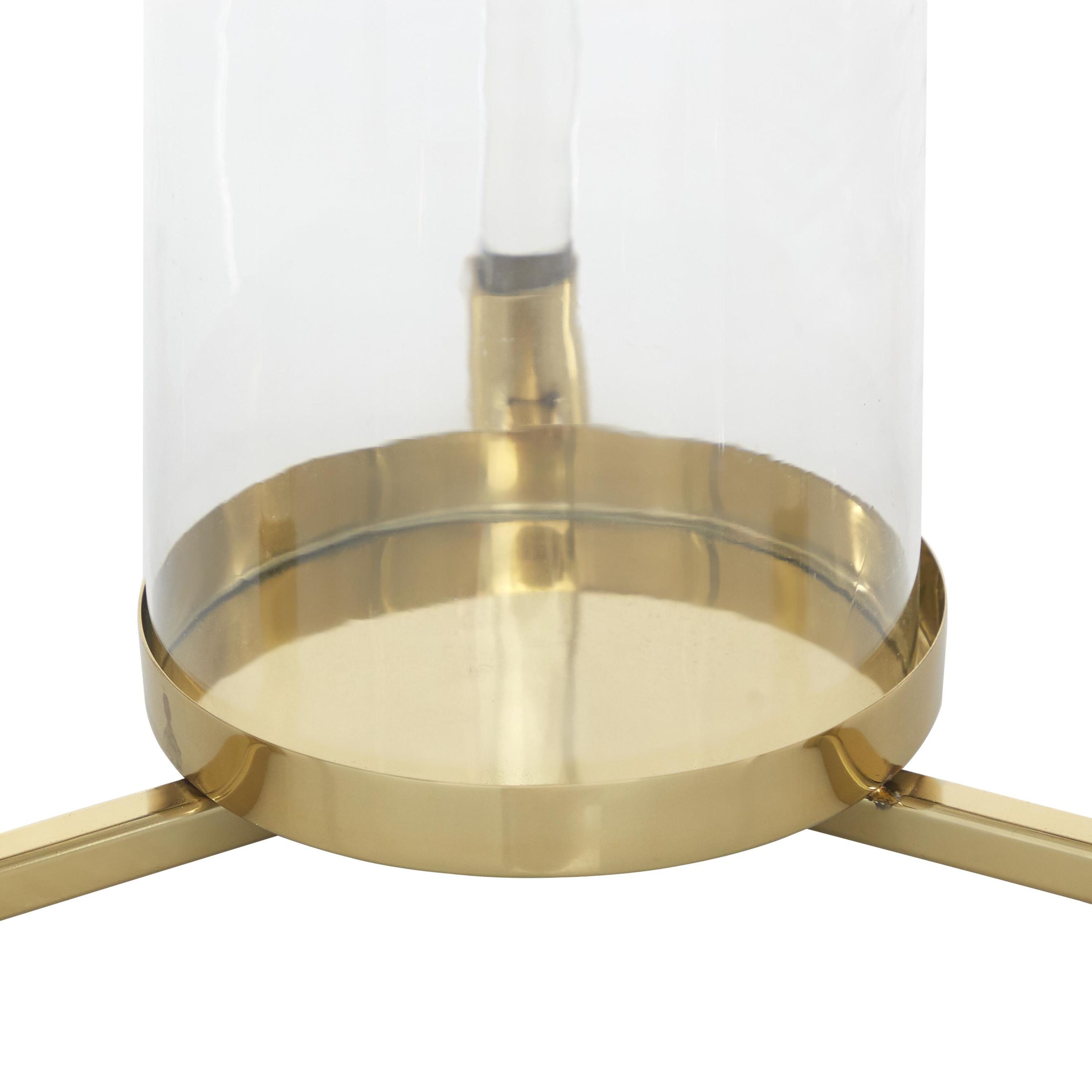 Gold and Clear Acrylic Hurricane Candle Lantern with Box Frame