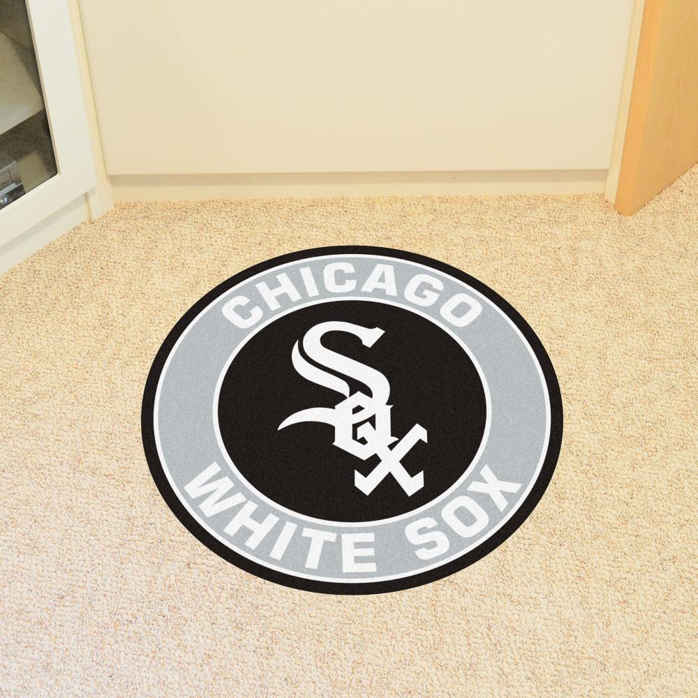 FANMATS Chicago White Sox 2-ft x 2-ft Black Nylon Round Indoor