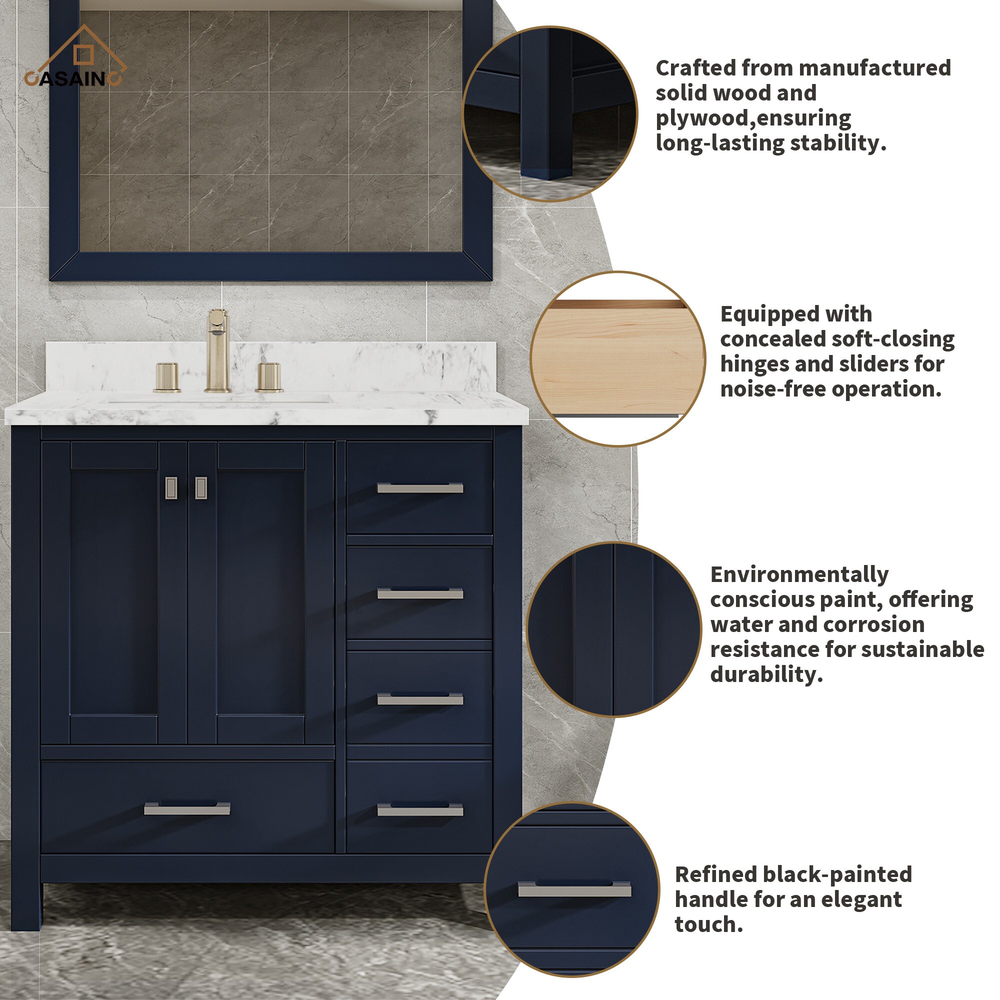 CASAINC JMJ-BCB2040-GMG Bath-Vanity-Combo - View #5