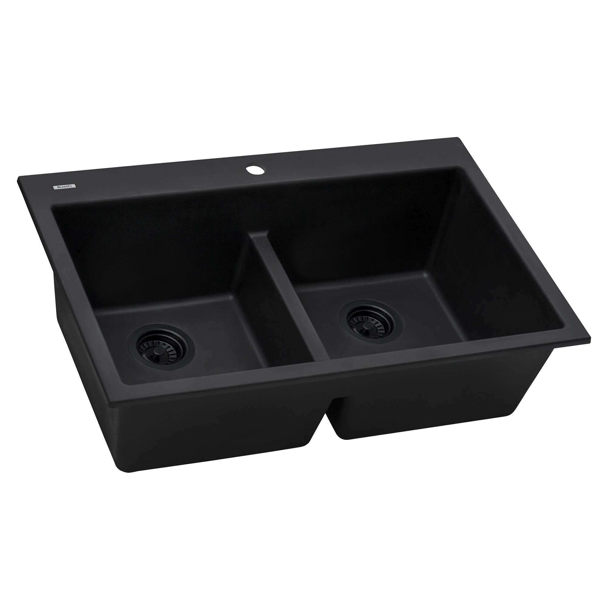 1.5 Bowl Plastic & Resin Kitchen Sink & Drainer Black Reversible 1000mm x  500mm - Screwfix