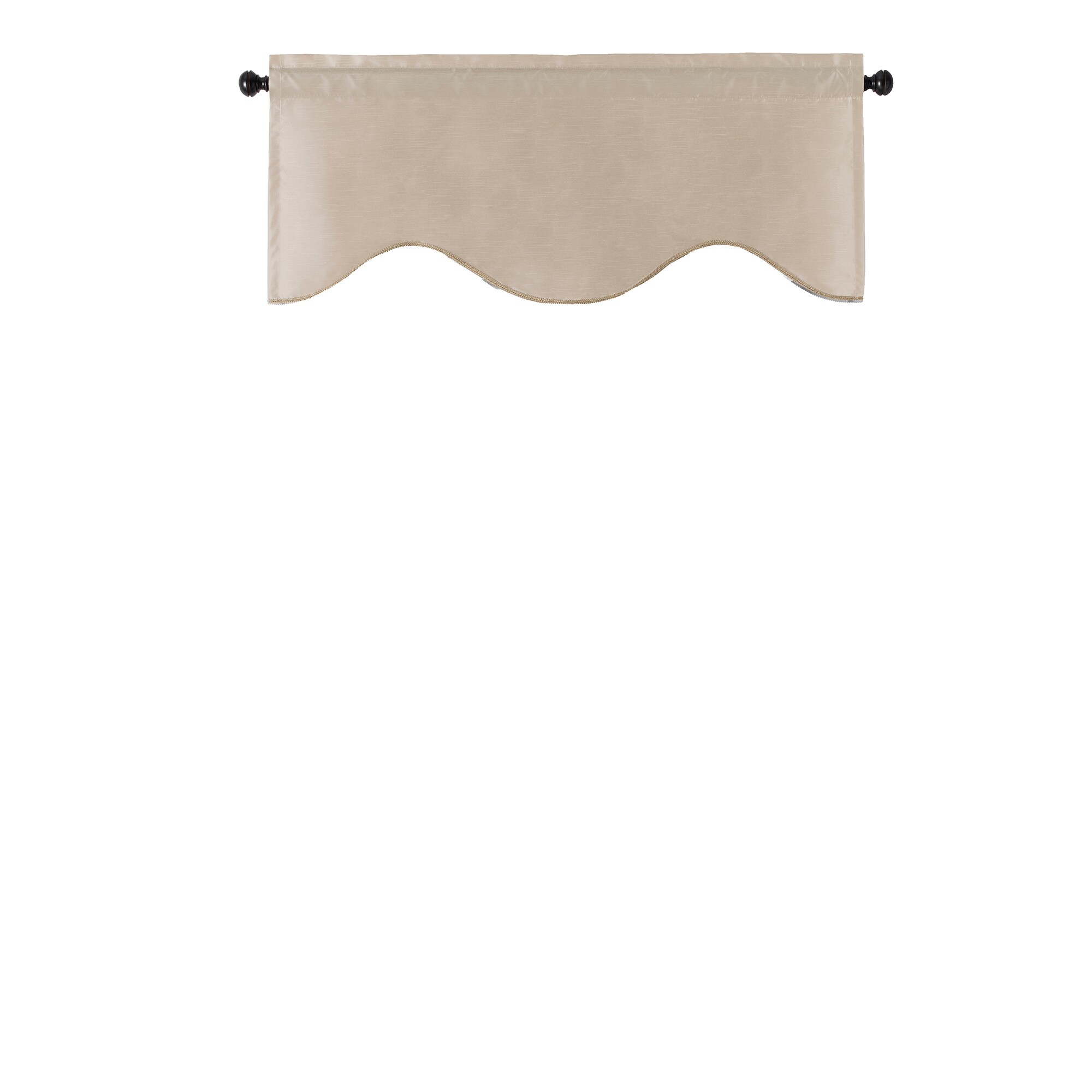 Colette Taupe Faux Silk Scalloped Window Valance