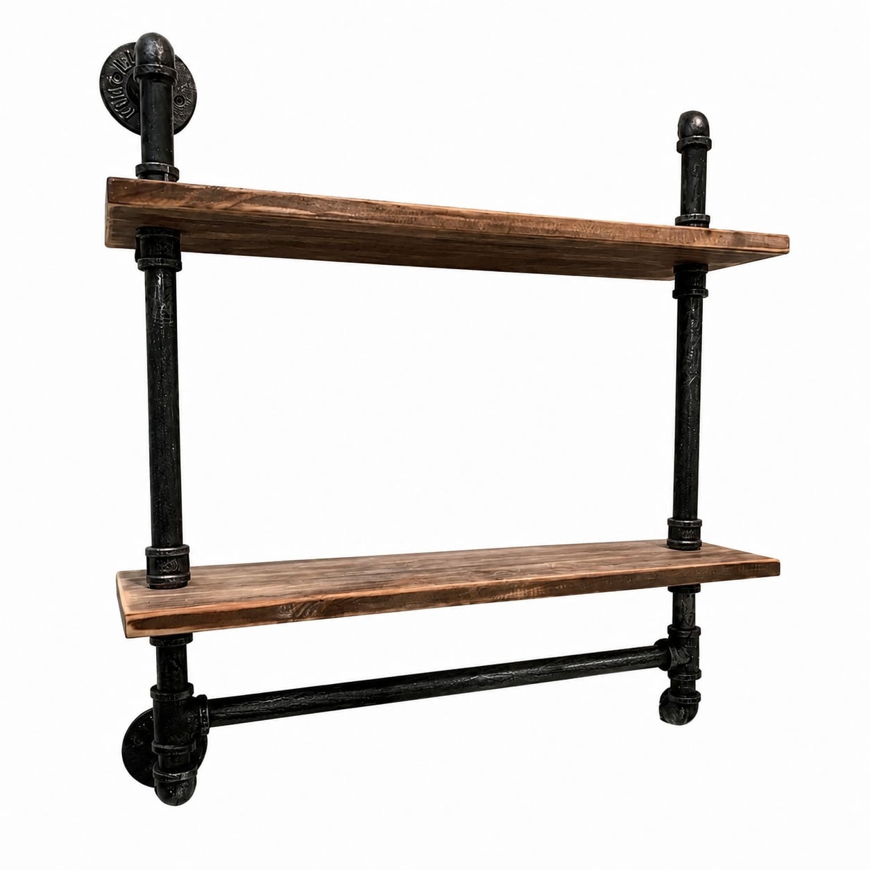 Aoibox  Industrial Style 2 Tier Rustic Wood Wall Mounted Shelf with Towel Bar 19 6 Inch Wide