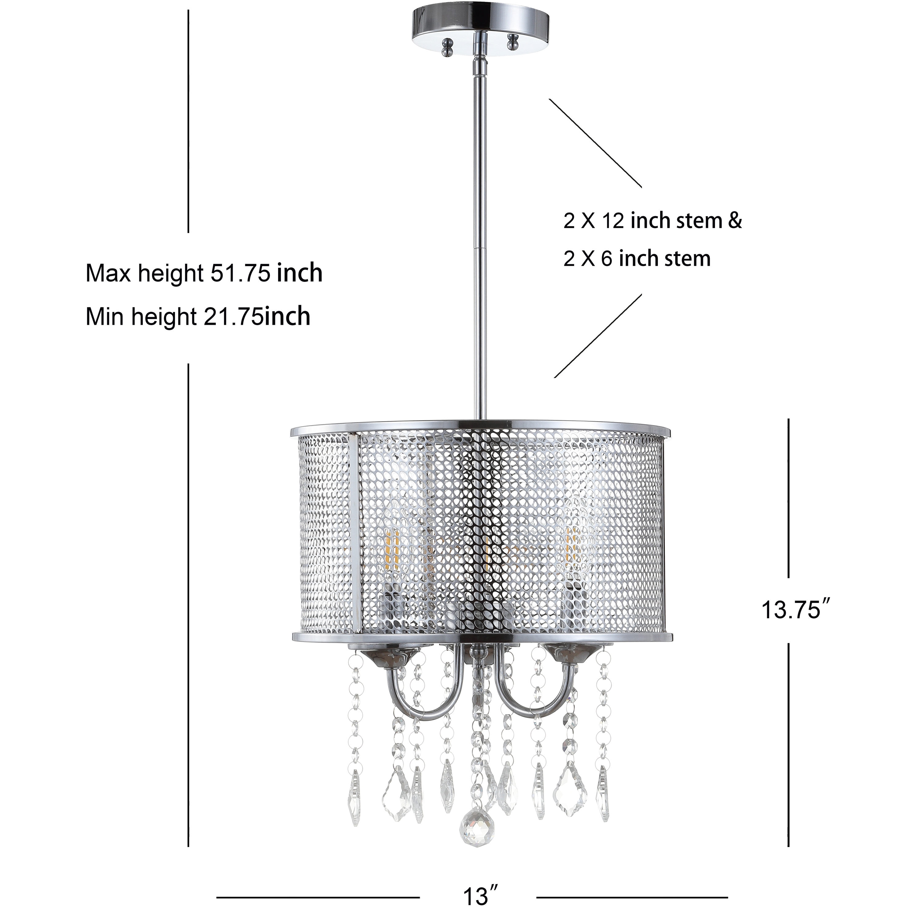 Avah 13" Chrome Polished Crystal Globe LED Pendant