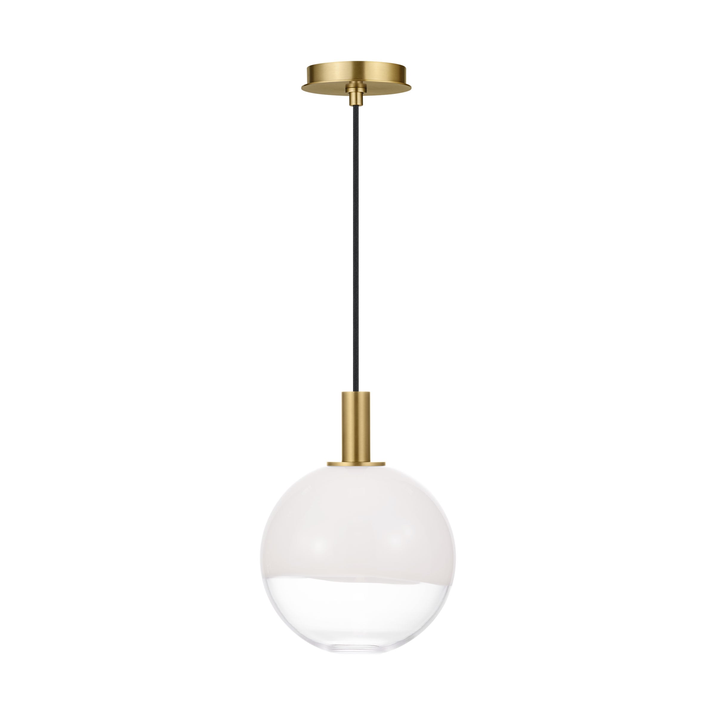 Generation Lighting SLP1001BBS Torian 1 -Light Burnished Brass Modern/contemporary White glass Geometric Small Hanging Pendant light