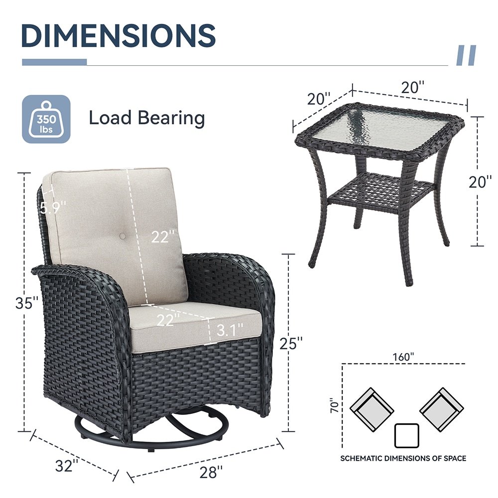 Pocassy PJKWBL7-1 Patio-Conversation-Sets - View #3