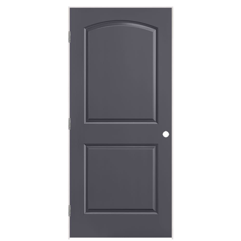 Masonite 1317853 36-in x 80-in Slate Solid core 2-panel round top Right hand Smooth Prefinished Molded composite Flat Jamb Single Prehung Interior Door