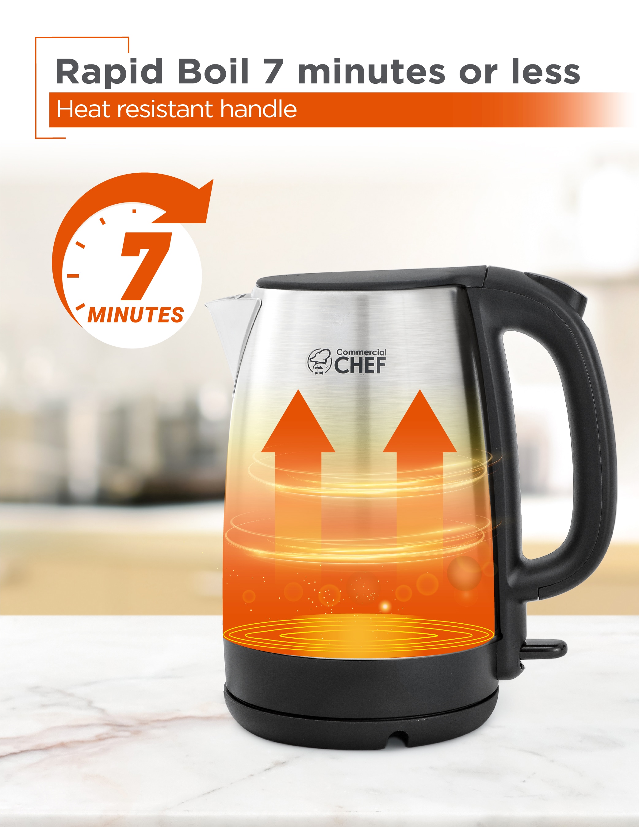 Boil water to the exact degree with the 1200 watt Chef'sChoice Gooseneck Electric  Kettle with digital temperature controls. Keep warm feature maintains water  temperature. Easy-access top opening for easy filling. Comfortable handle.