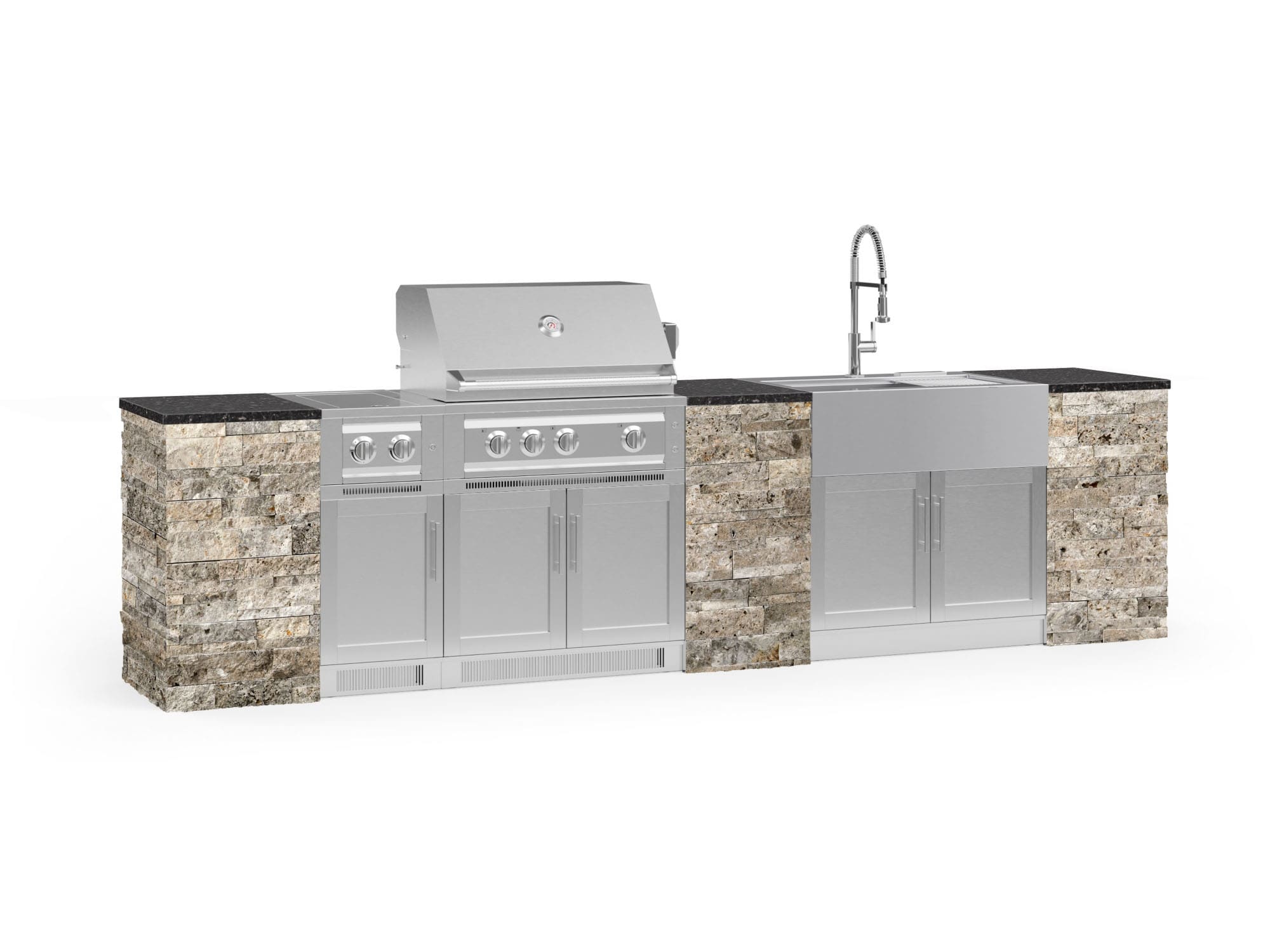 NewAge Products 69219 Signature Series Cabinets Platinum Grill 11 -Piece 142.16-in W x 25.5-in D x 58.64-in H Modular Outdoor Kitchen Set 6 Burners