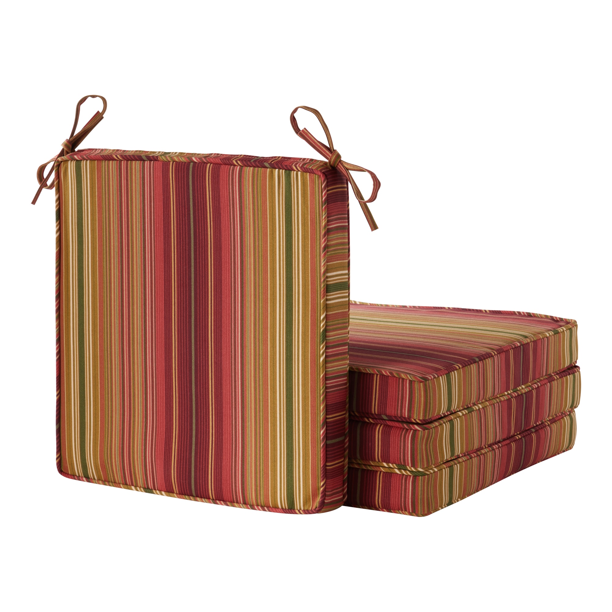 Greendale Home Fashions OP2100S4-KINNABARI 18-in x 18-in 4 -Piece Kinnabari Stripe Patio chair cushion