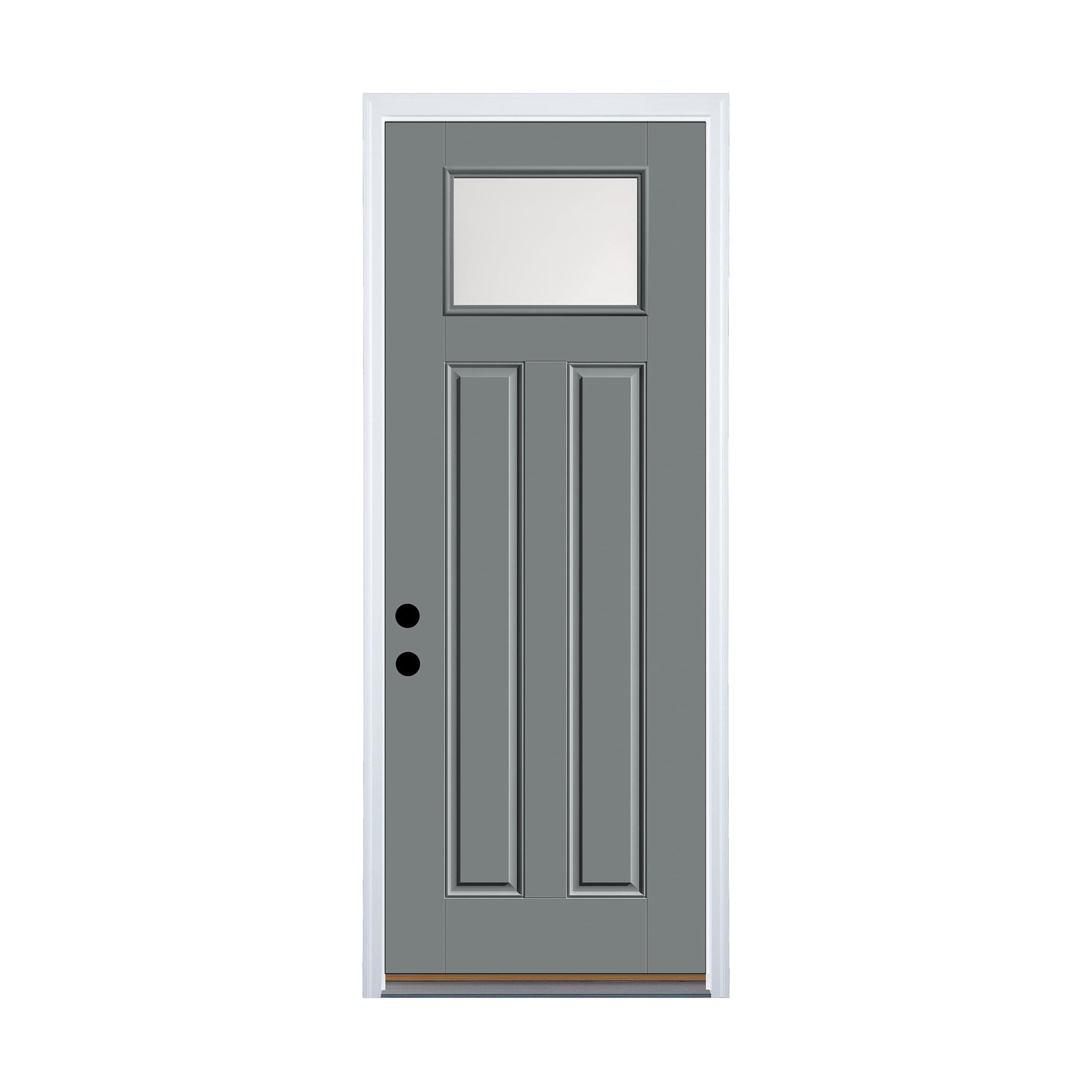 Therma-Tru 36-in x 96-in Fiberglass 1/4 Lite Painted Prehung Front Door with Brickmould Insulating Core