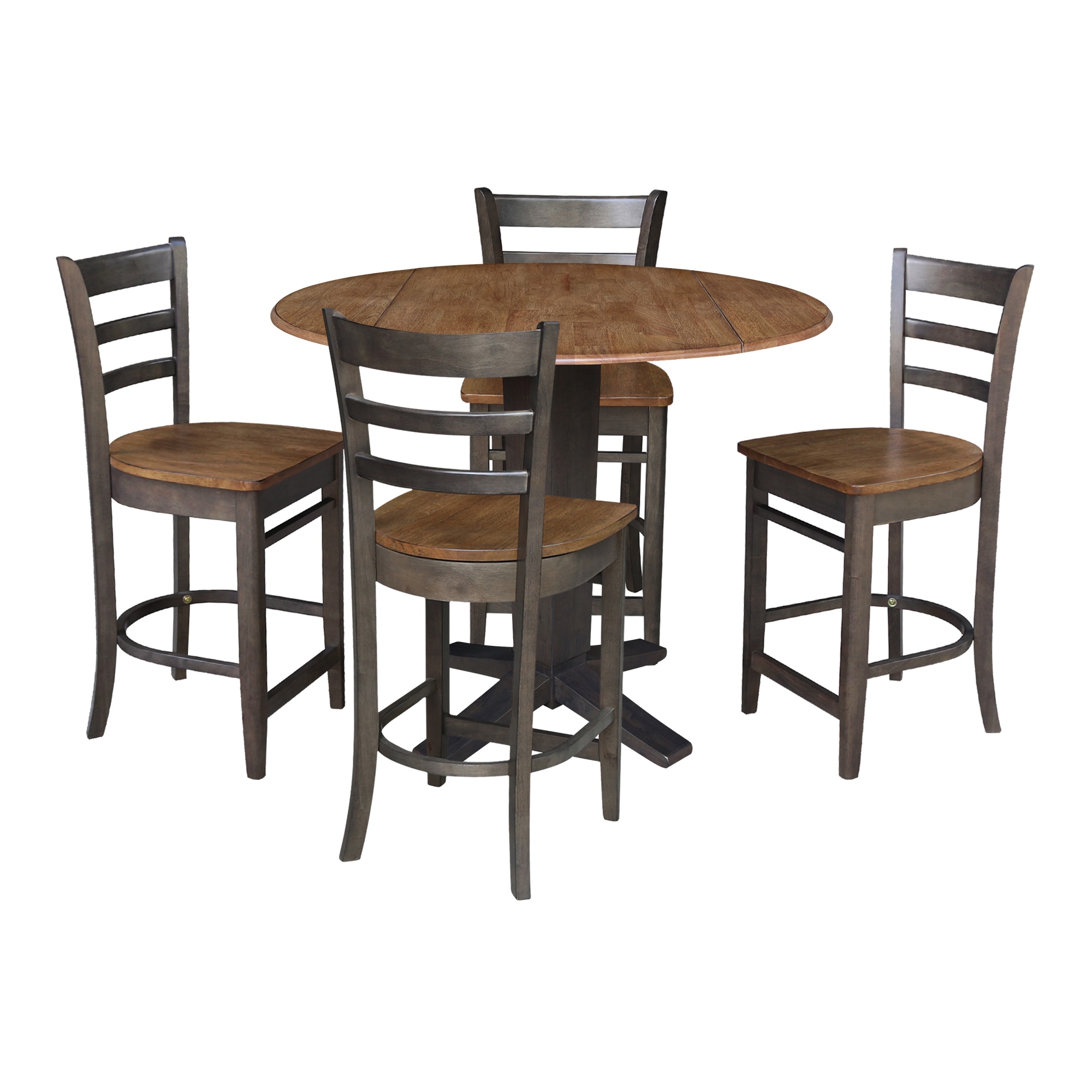 International Concepts K45-42DPT-23-S6172-4 Hickory/Washed Coal Traditional Dining Room Set with Round Table ( Seats 4 )