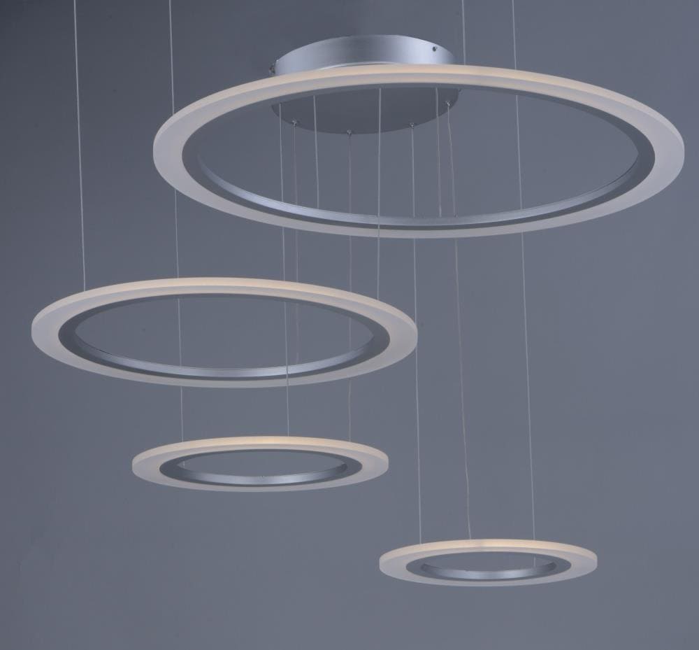 Saturn II Matte Silver LED Pendant Light with Frosted Acrylic Shade