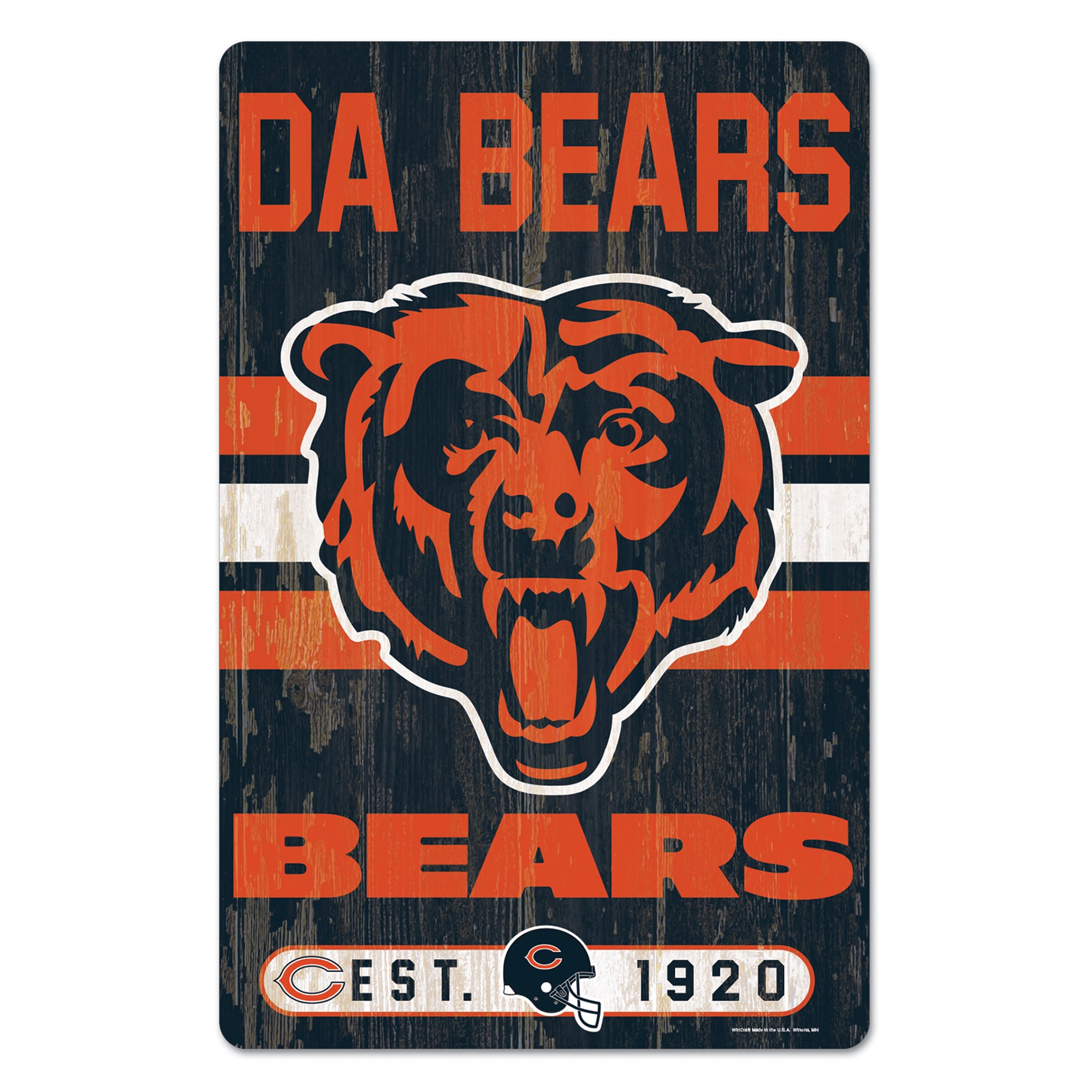 WinCraft Sports Chicago Bears NFL FAN CAVE SIGN 17-in x 11-in Wood Residential Sign