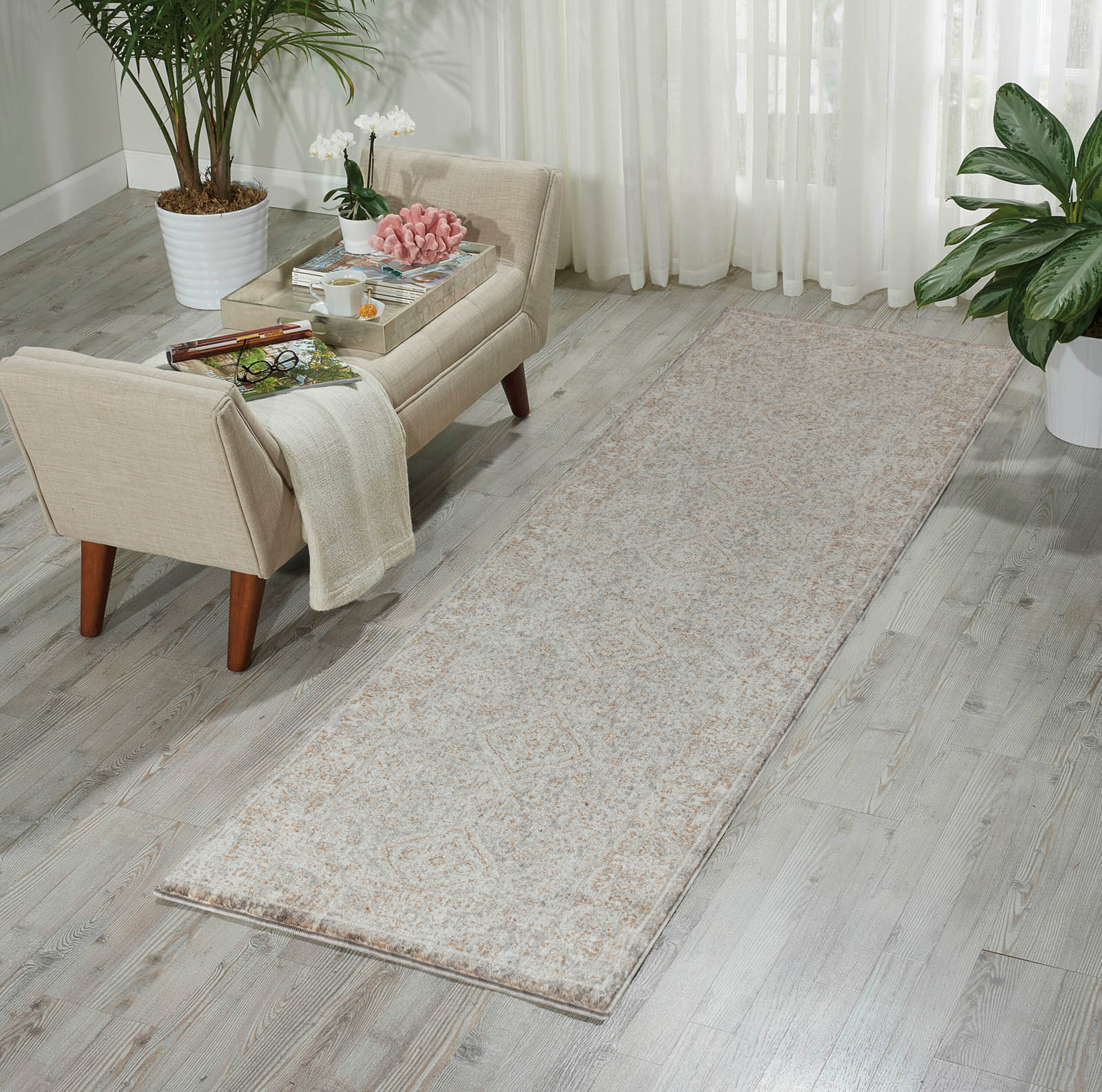 MDA Rugs SE0528 Stelios 2 x 8 (ft) Loomed Polyester Gray/Beige Rectangular Indoor Medallion Runner rug