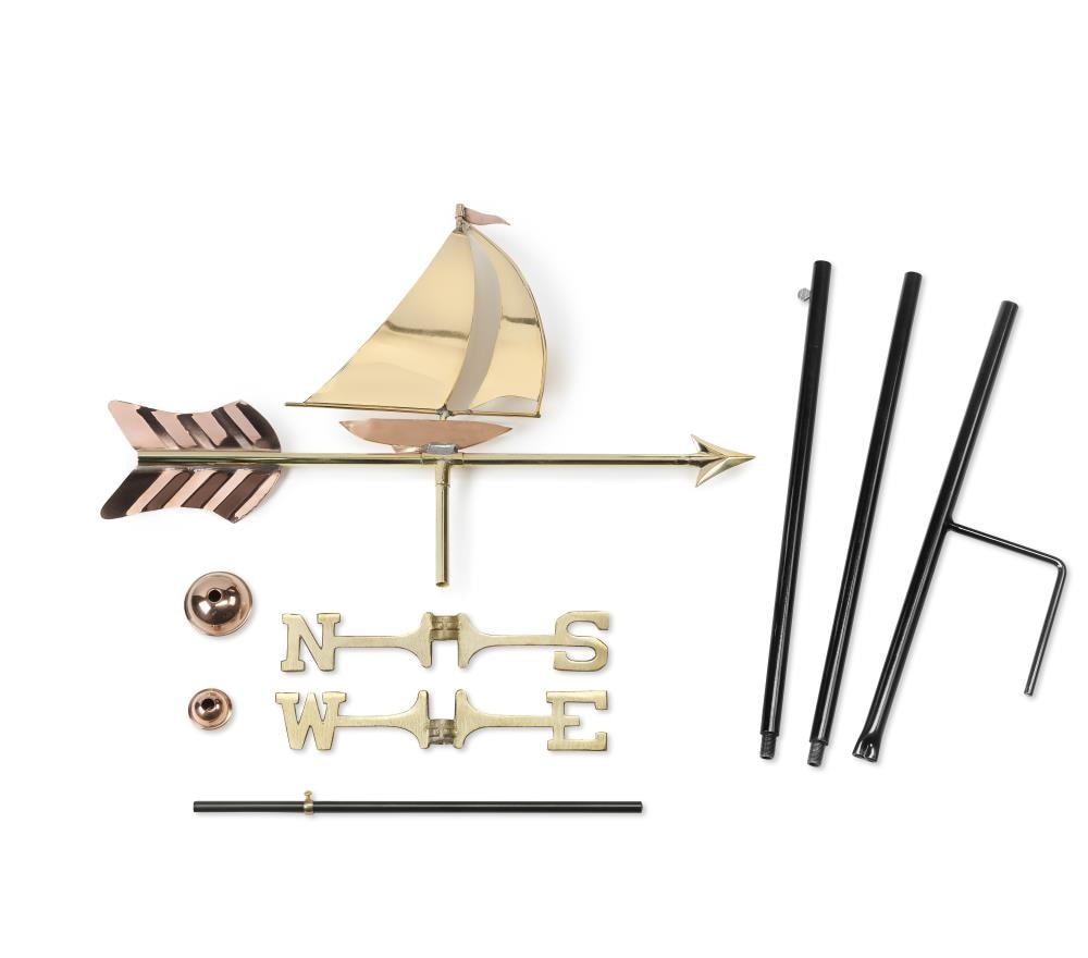 Polished Copper Sailboat Freestanding Garden Weathervane - 28" Height