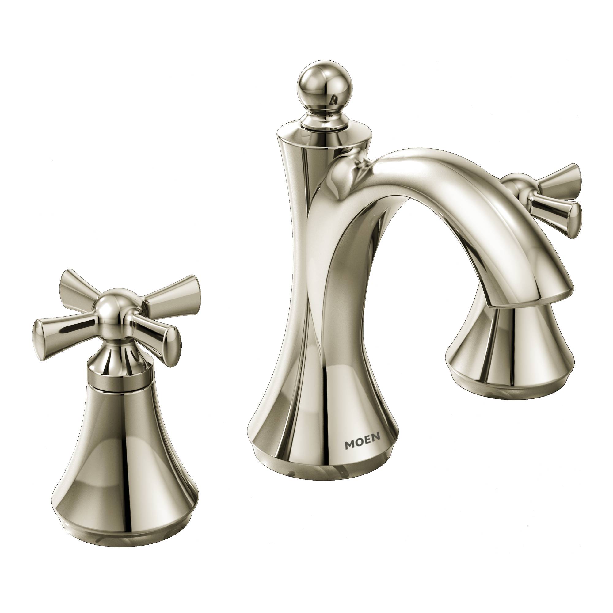 Moen T4524NL Wynford Polished Nickel Widespread 2-Handle WaterSense Bathroom Sink Faucet with Drain